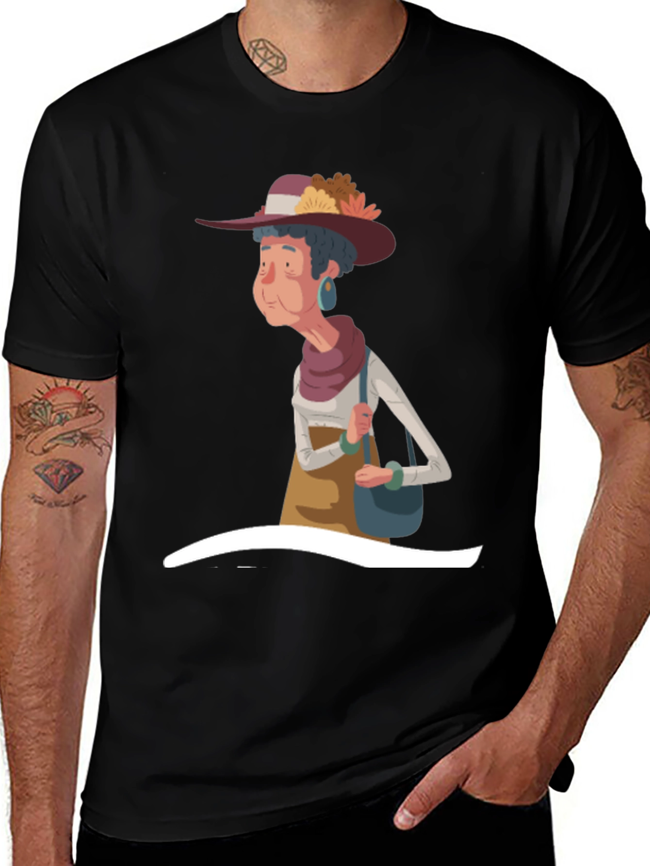 Variant 3 of Stylish Cartoon Granny Graphic T-Shirt