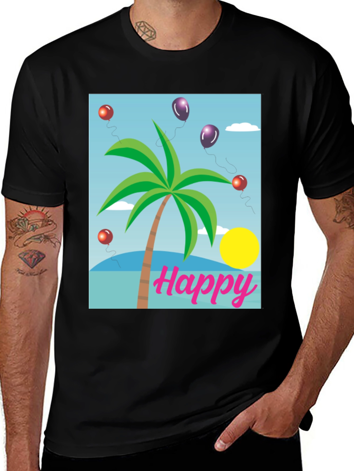 Variant 27 of Happy Beach Scene Graphic Tee