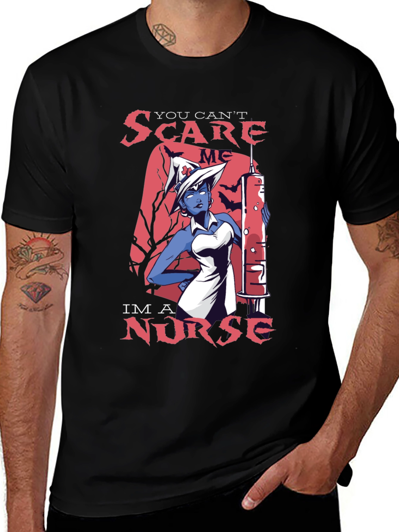 Black You Can't Scare Me, I'm a Nurse T-Shirt main image