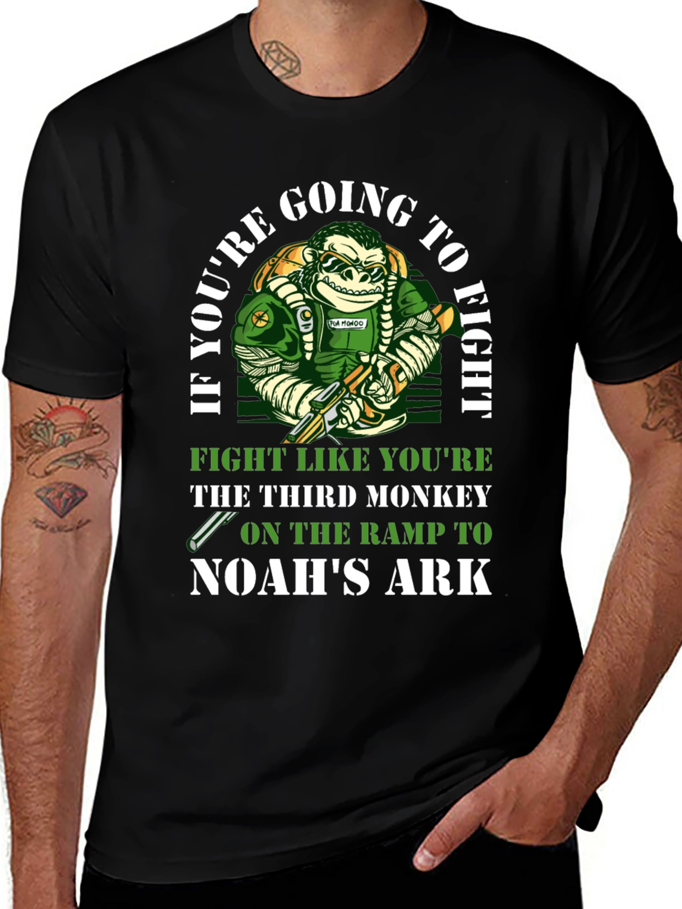 Variant 24 of Noah's Ark Monkey T-Shirt - Fight Like You're The Third Monkey