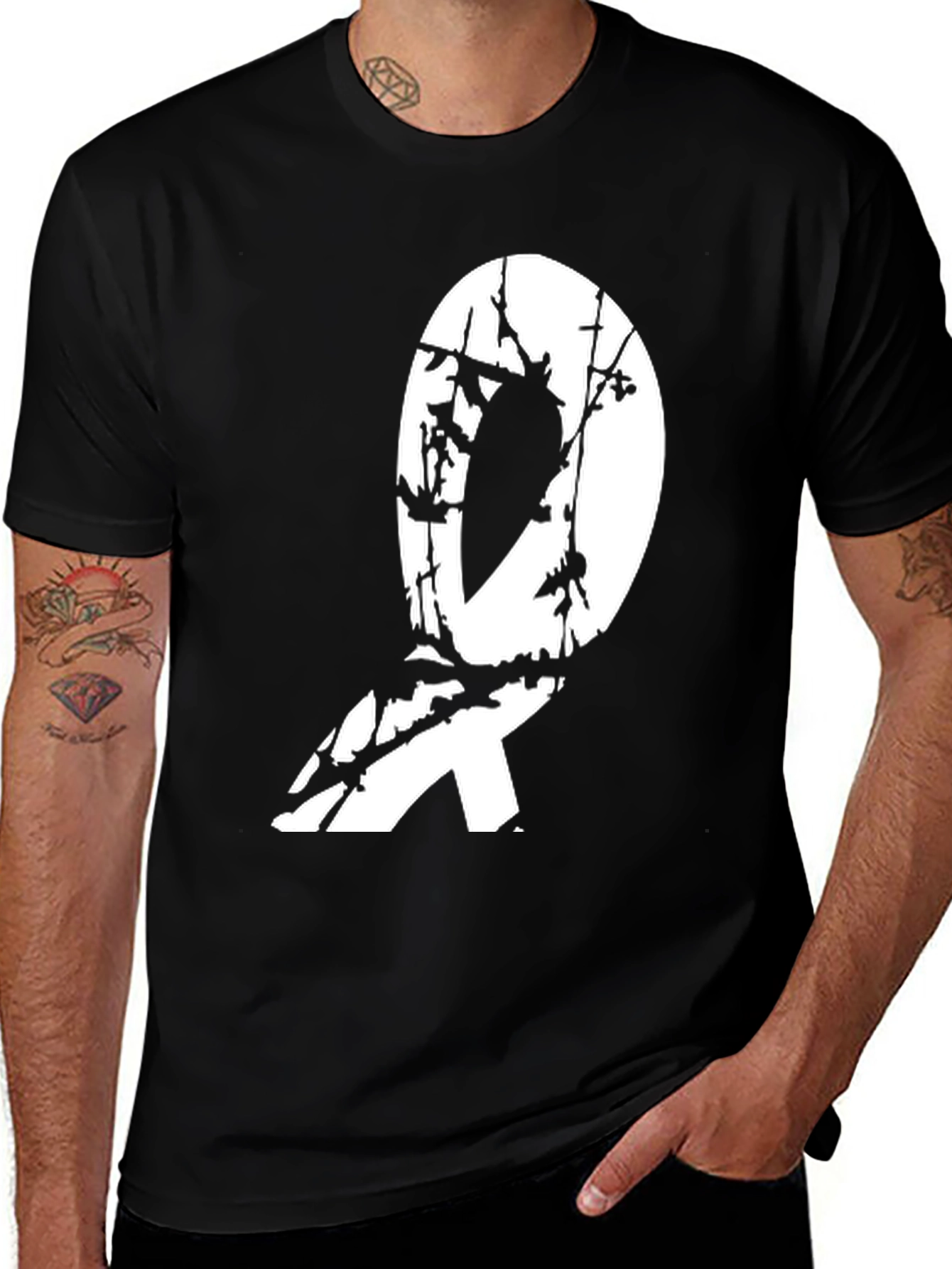 Variant 27 of Black T-Shirt with Awareness Ribbon Graphic