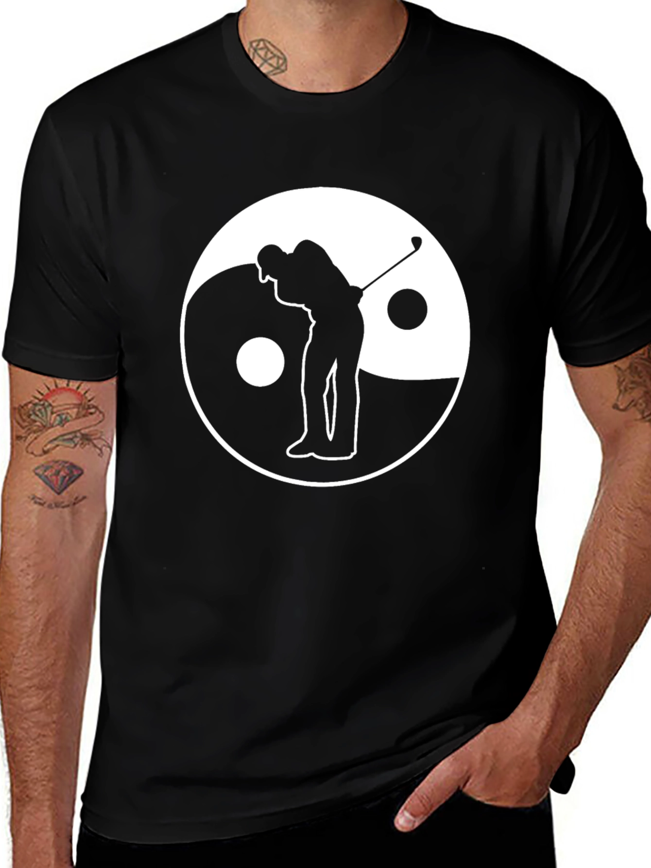 Variant 25 of Yin Yang Golfer Graphic Tee - Black