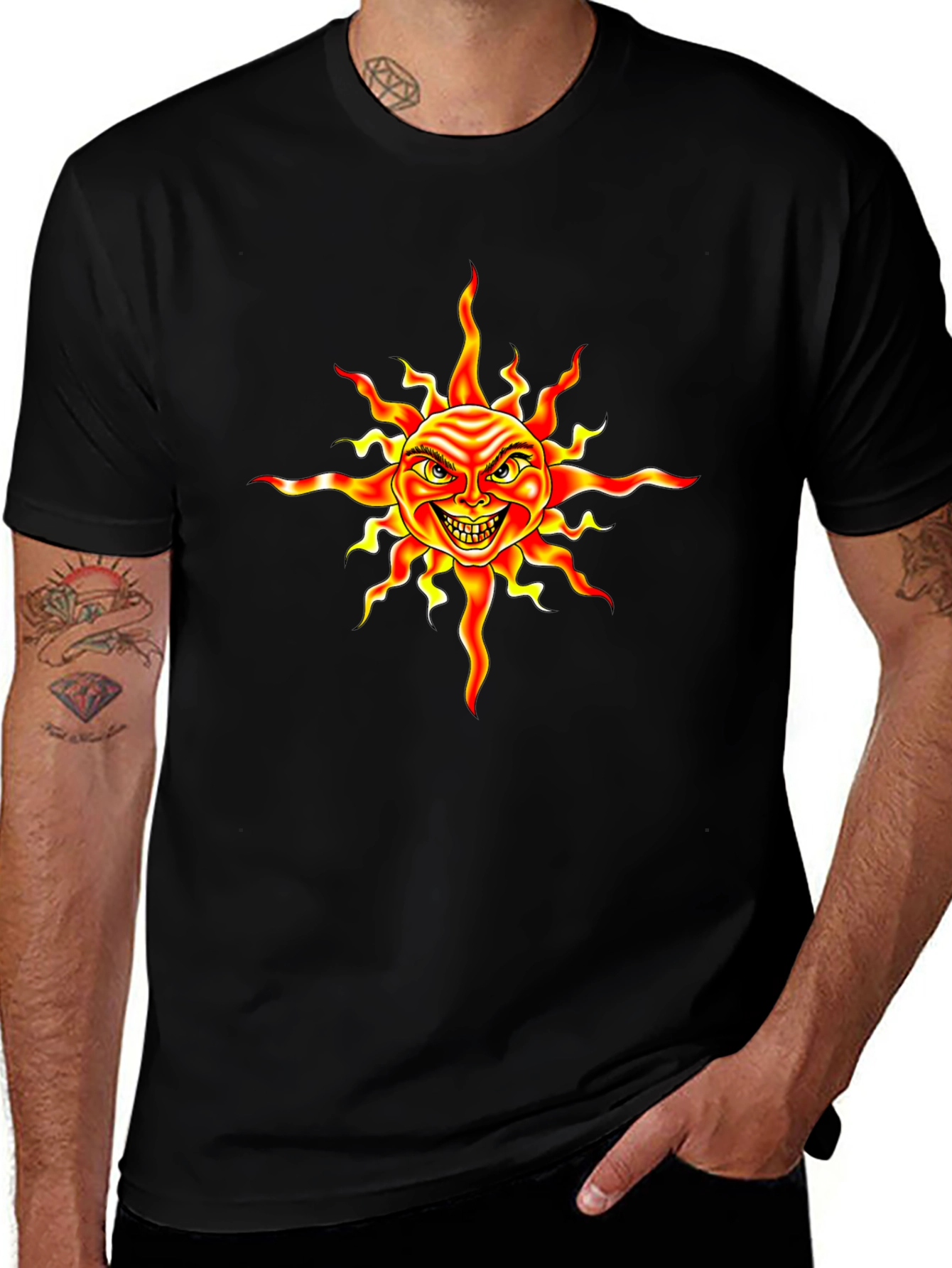 Variant 25 of Evil Sun Graphic Tee - Black Cotton Shirt