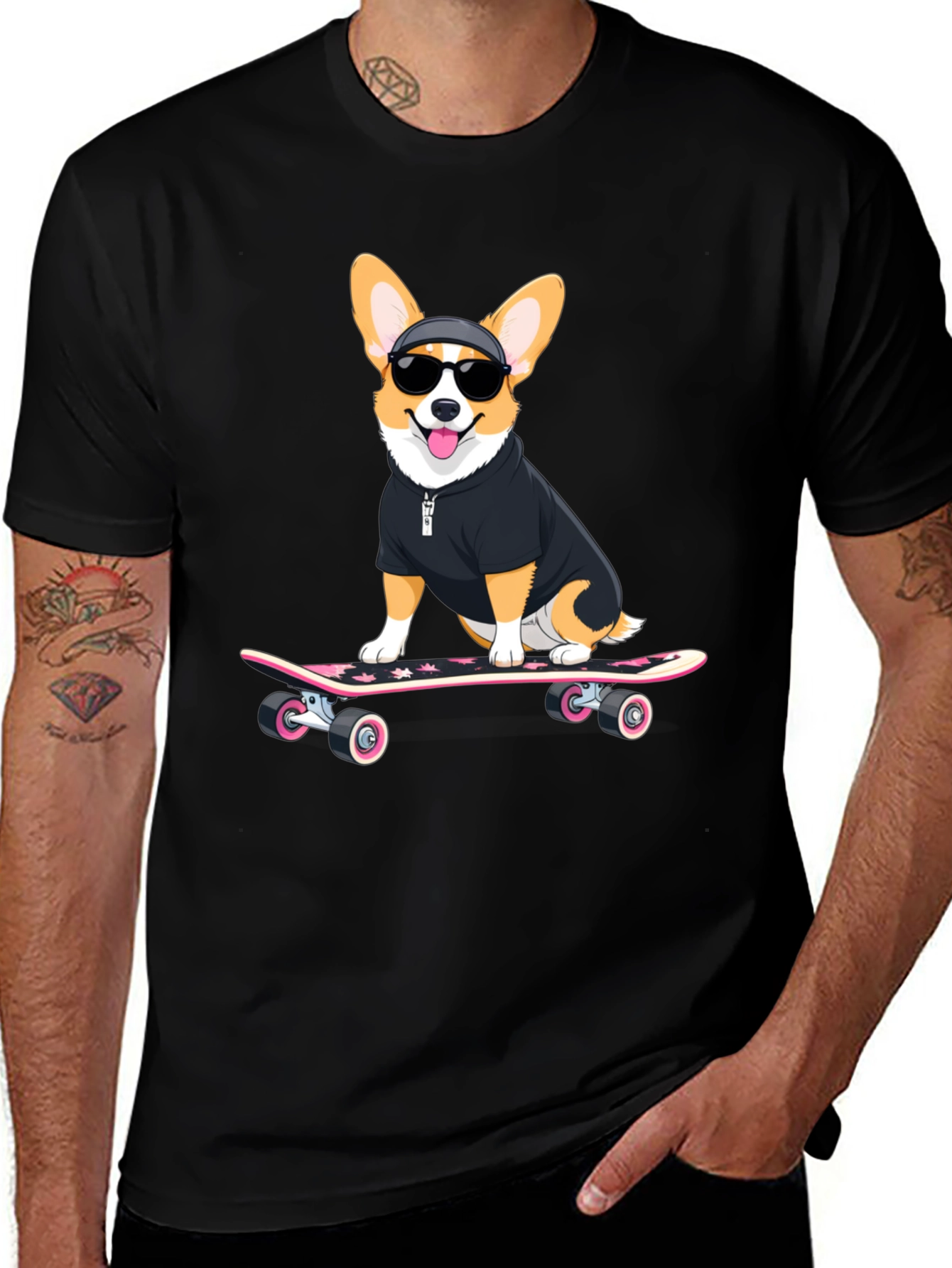 Cool Corgi Skateboard T-Shirt - Unique Graphic Tee