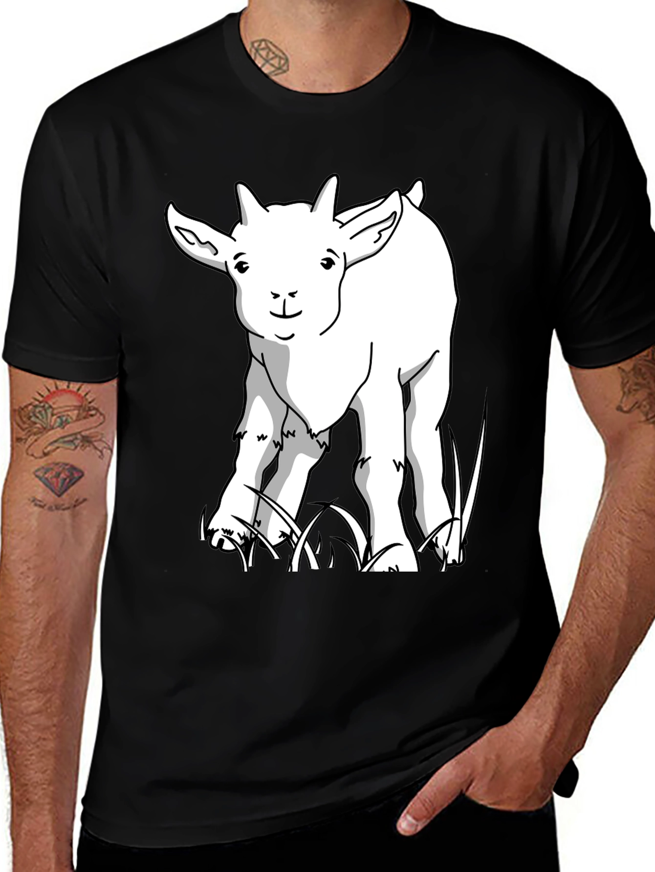 Variant 13 of Goat Graphic T-Shirt - Black, Crew Neck, Short Sleeve