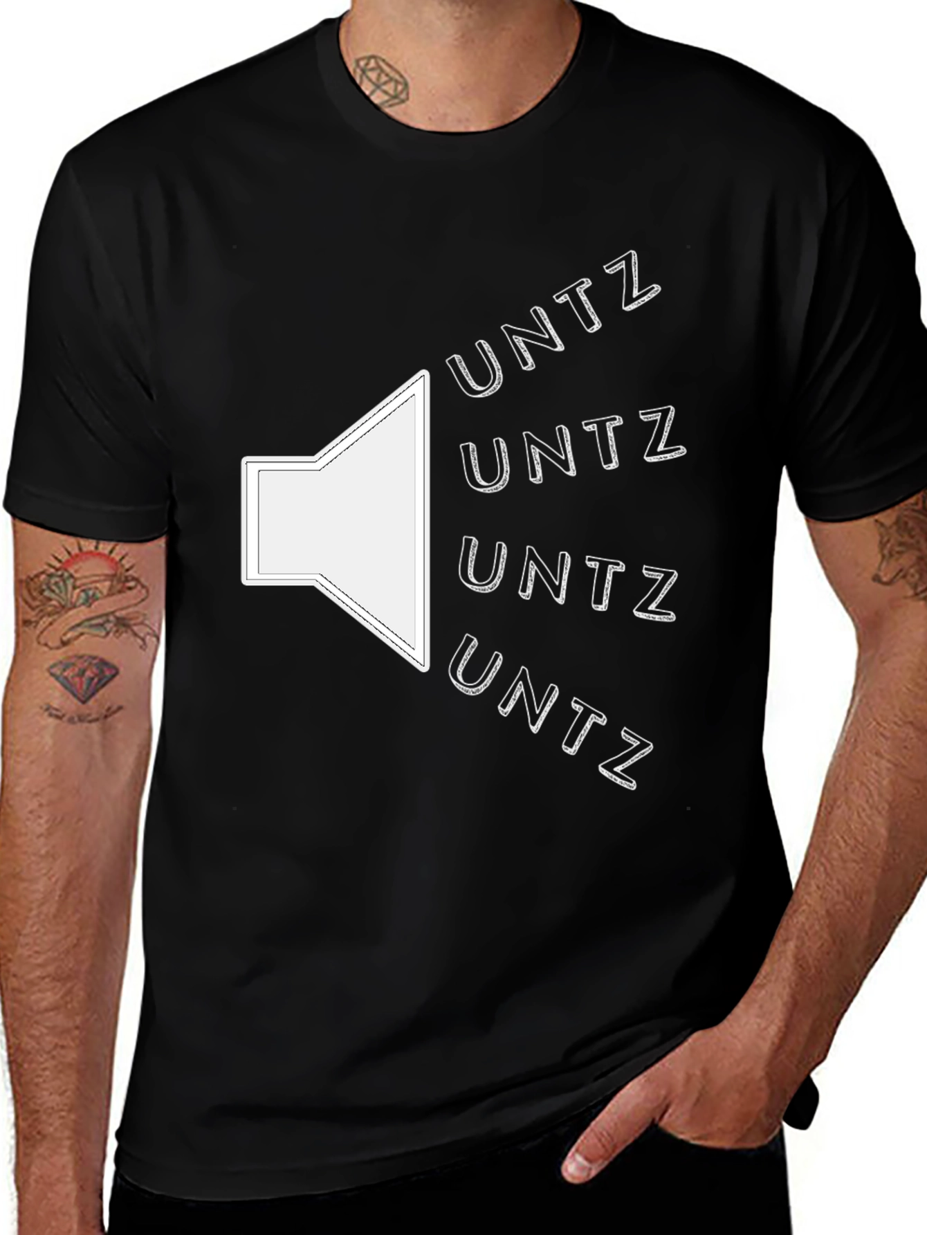 Variant 21 of UNTZ Speaker Graphic Tee - Black Crew Neck Cotton