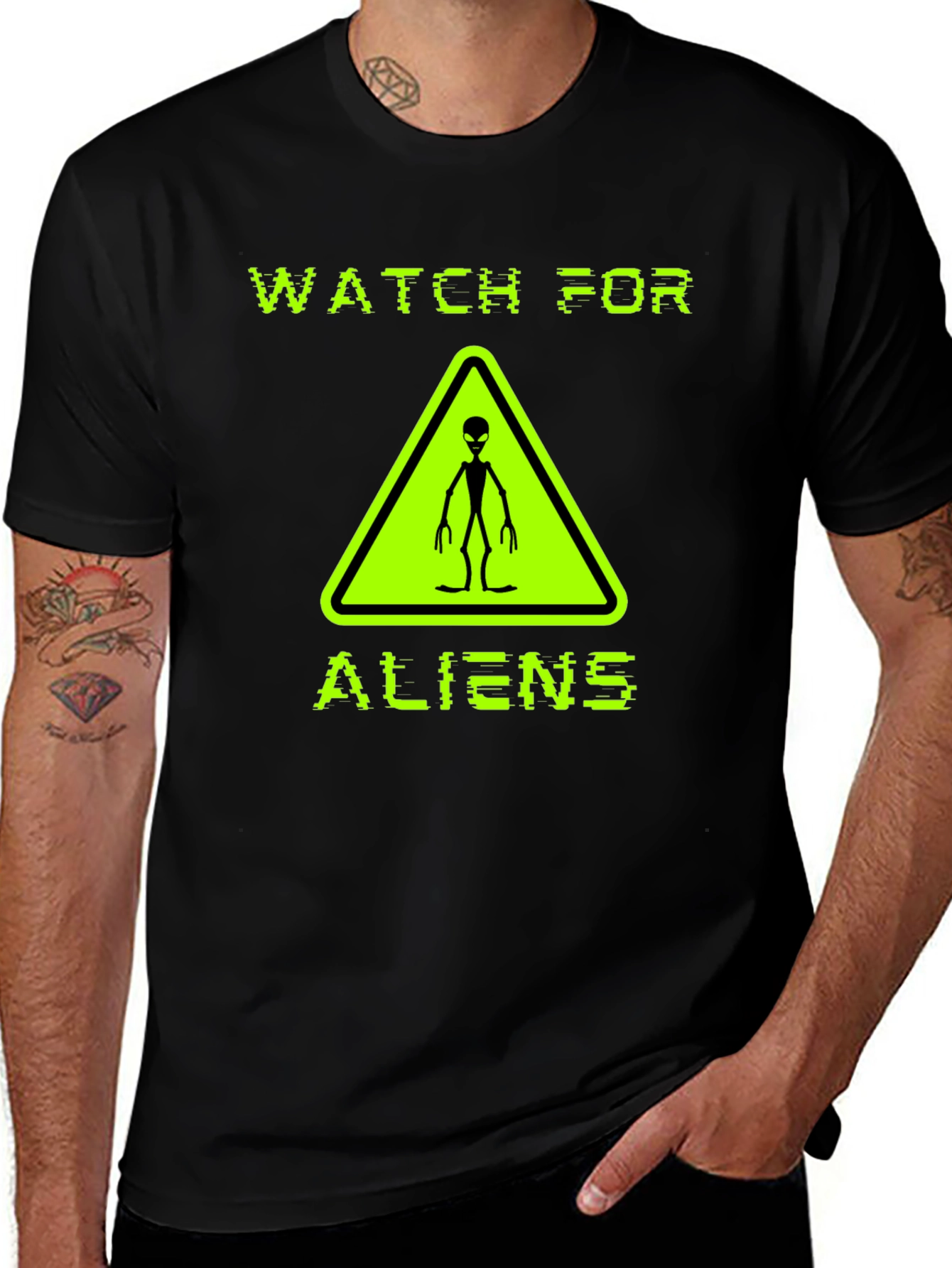 Variant 13 of Watch For Aliens Graphic Tee - Black