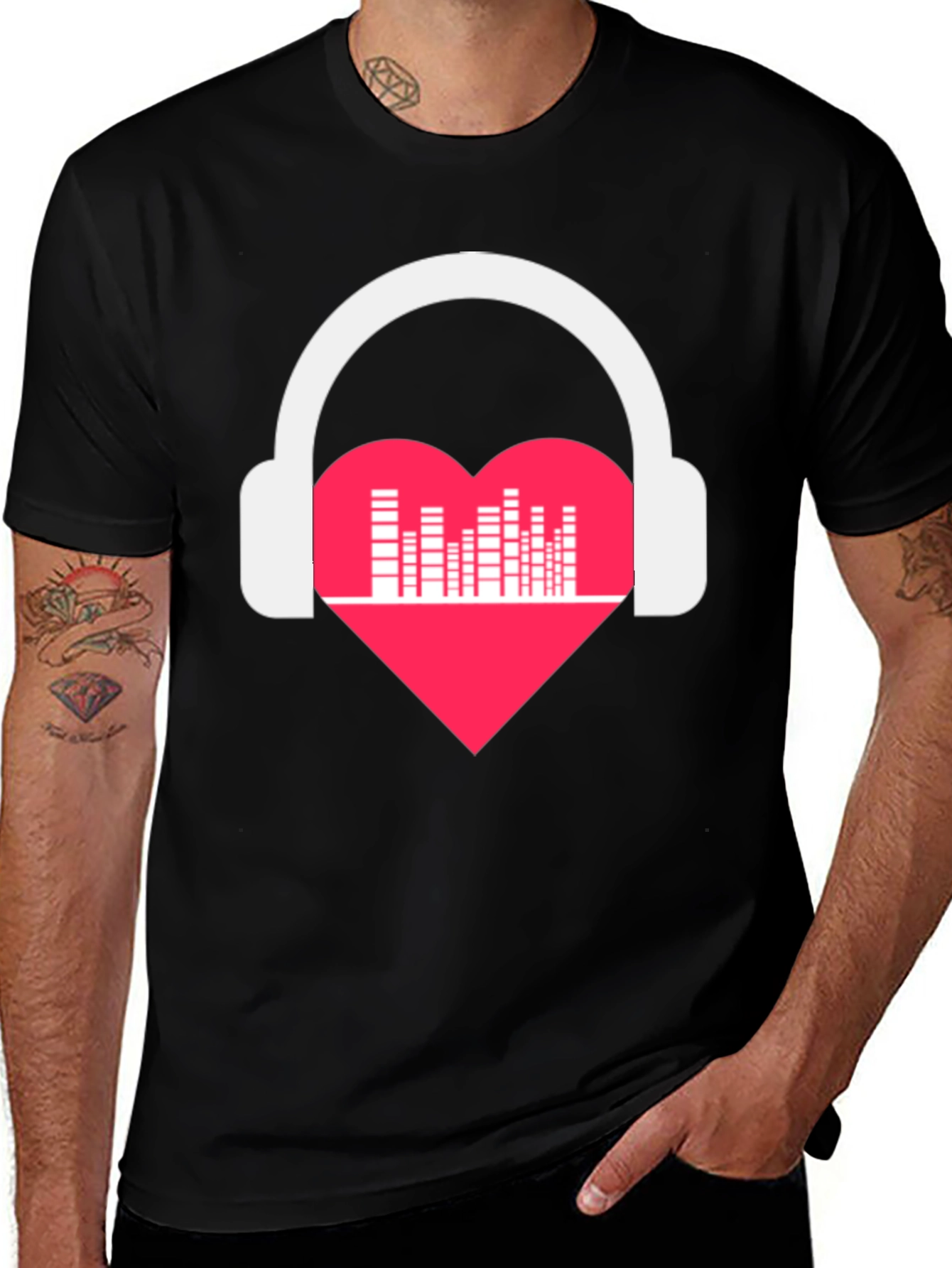 Variant 15 of Heartbeat Headphones Graphic Tee - Music Lover's Shirt