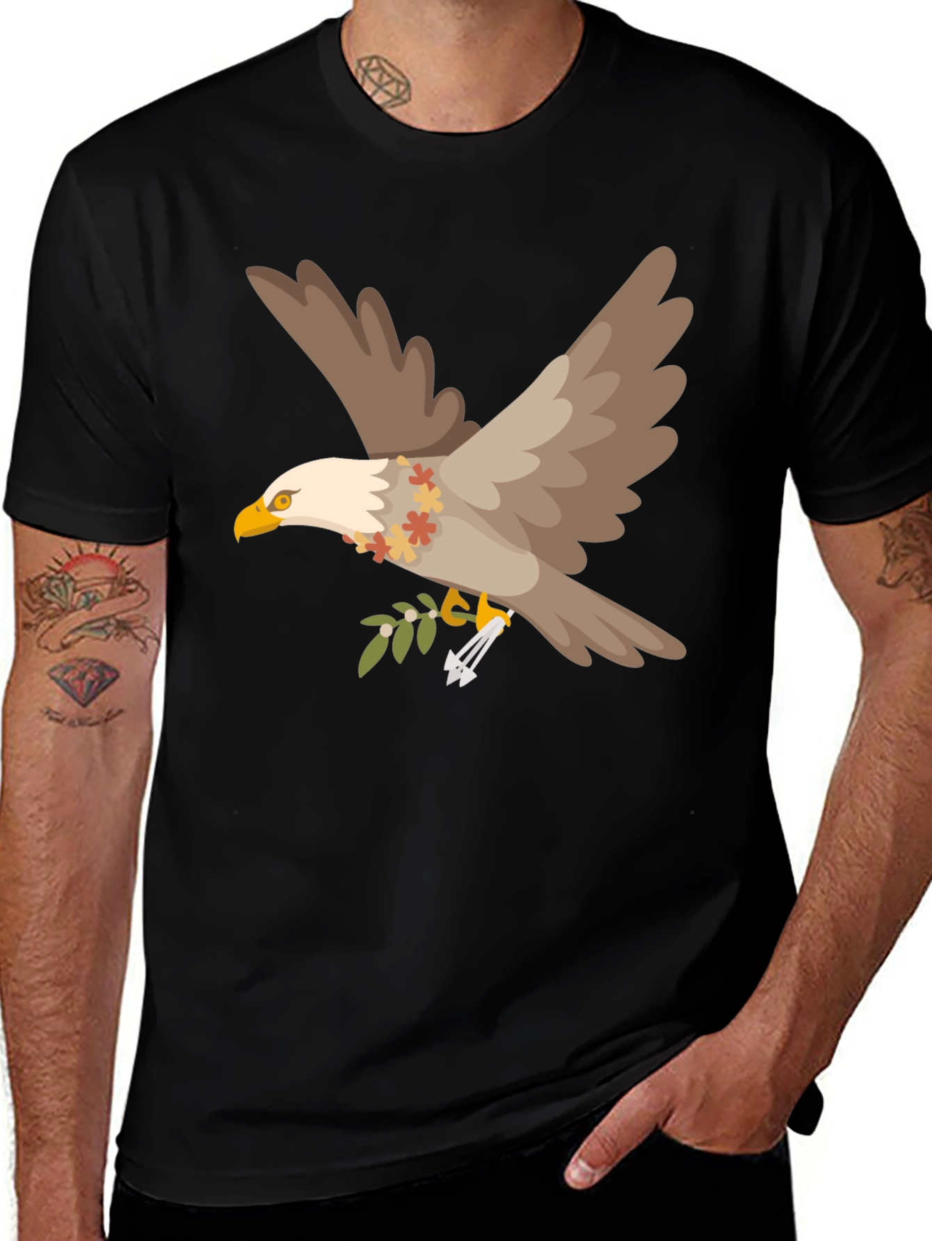 Variant 14 of Eagle Graphic Tee - Men's Black T-Shirt