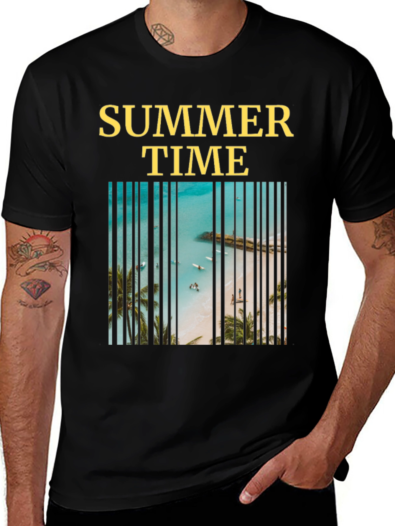 Variant 5 of Summer Time Beach Barcode T-Shirt