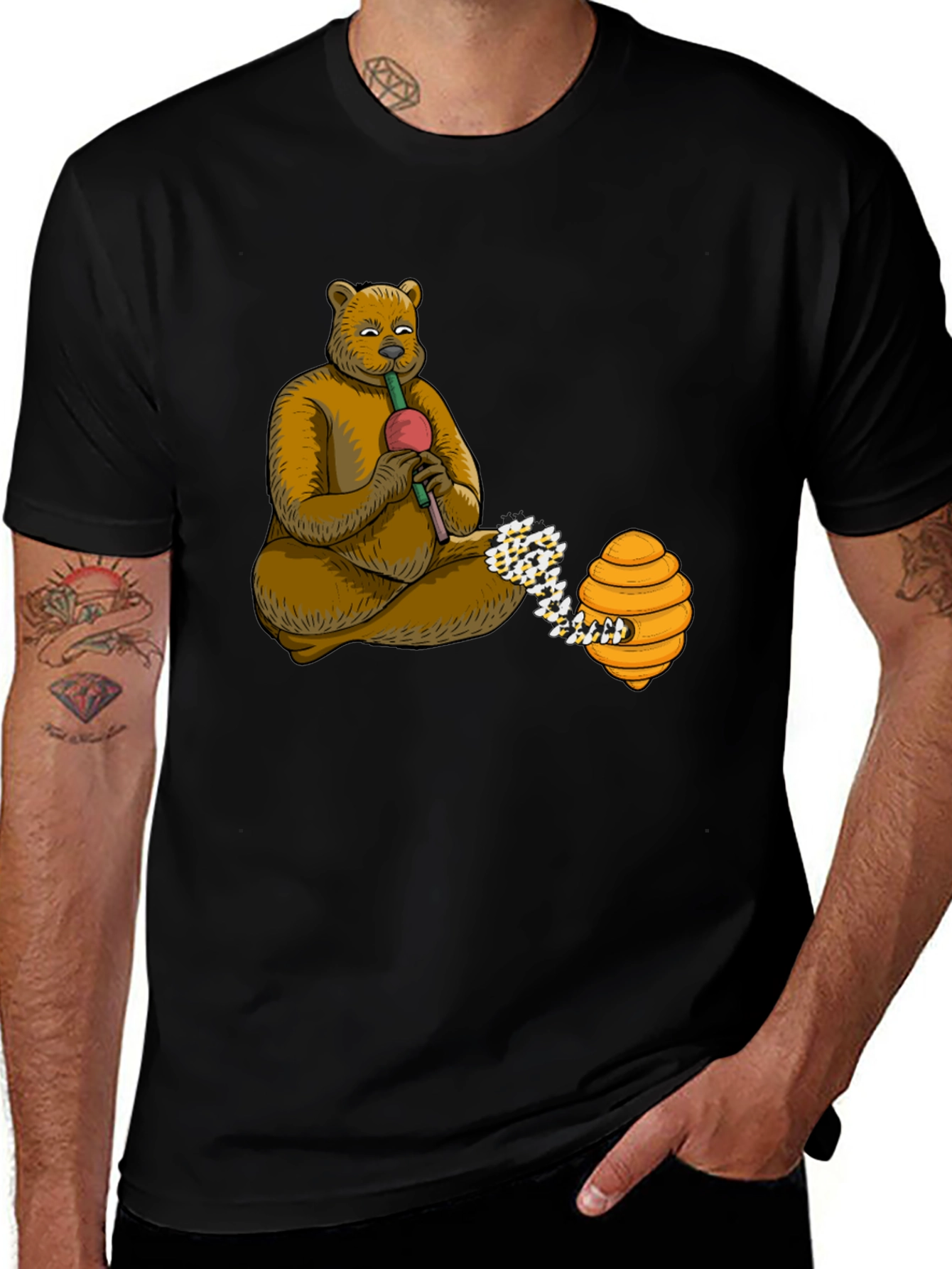 Variant 28 of Bear Playing Flute T-Shirt