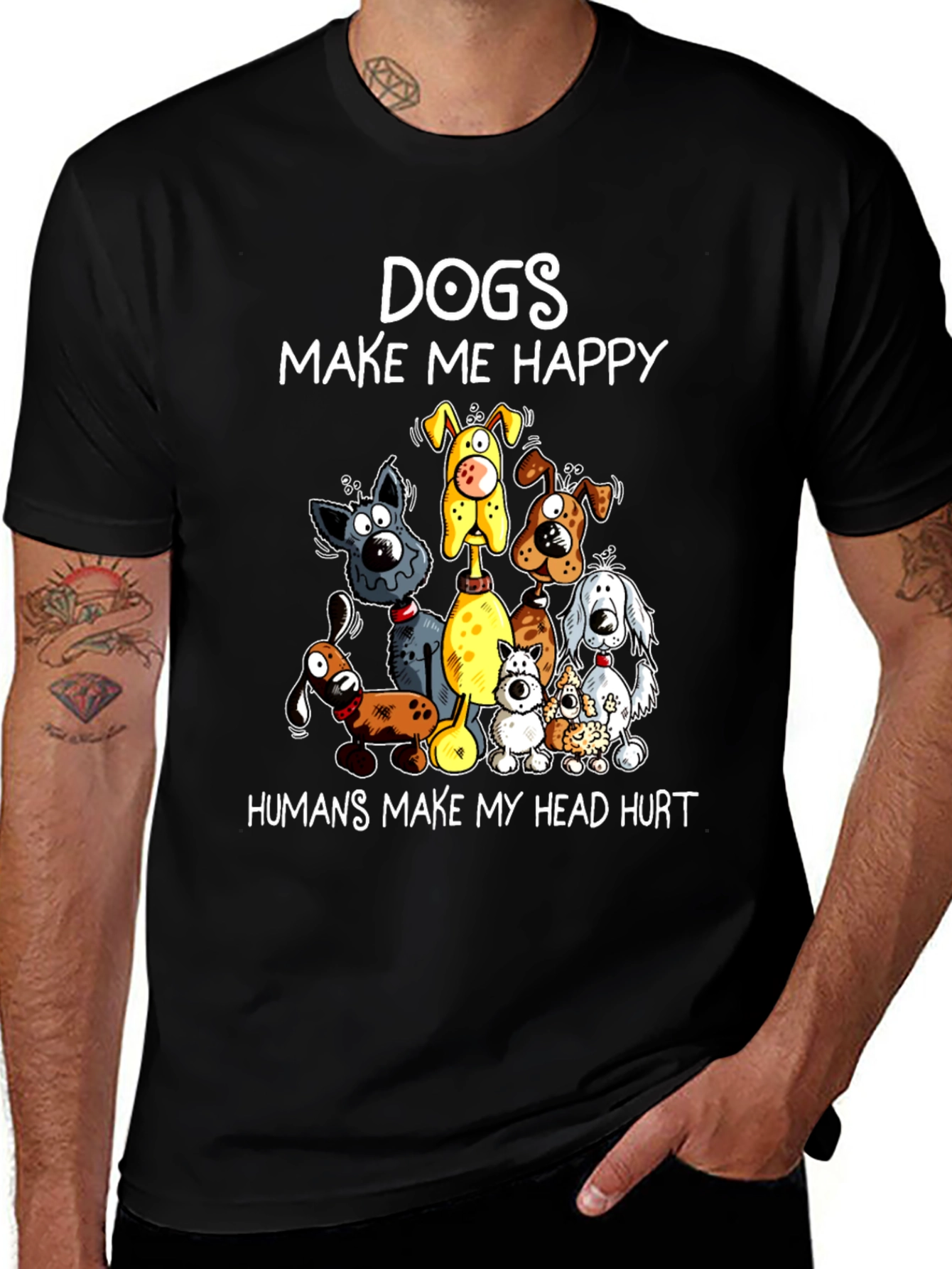 Dogs Make Me Happy Graphic T-Shirt