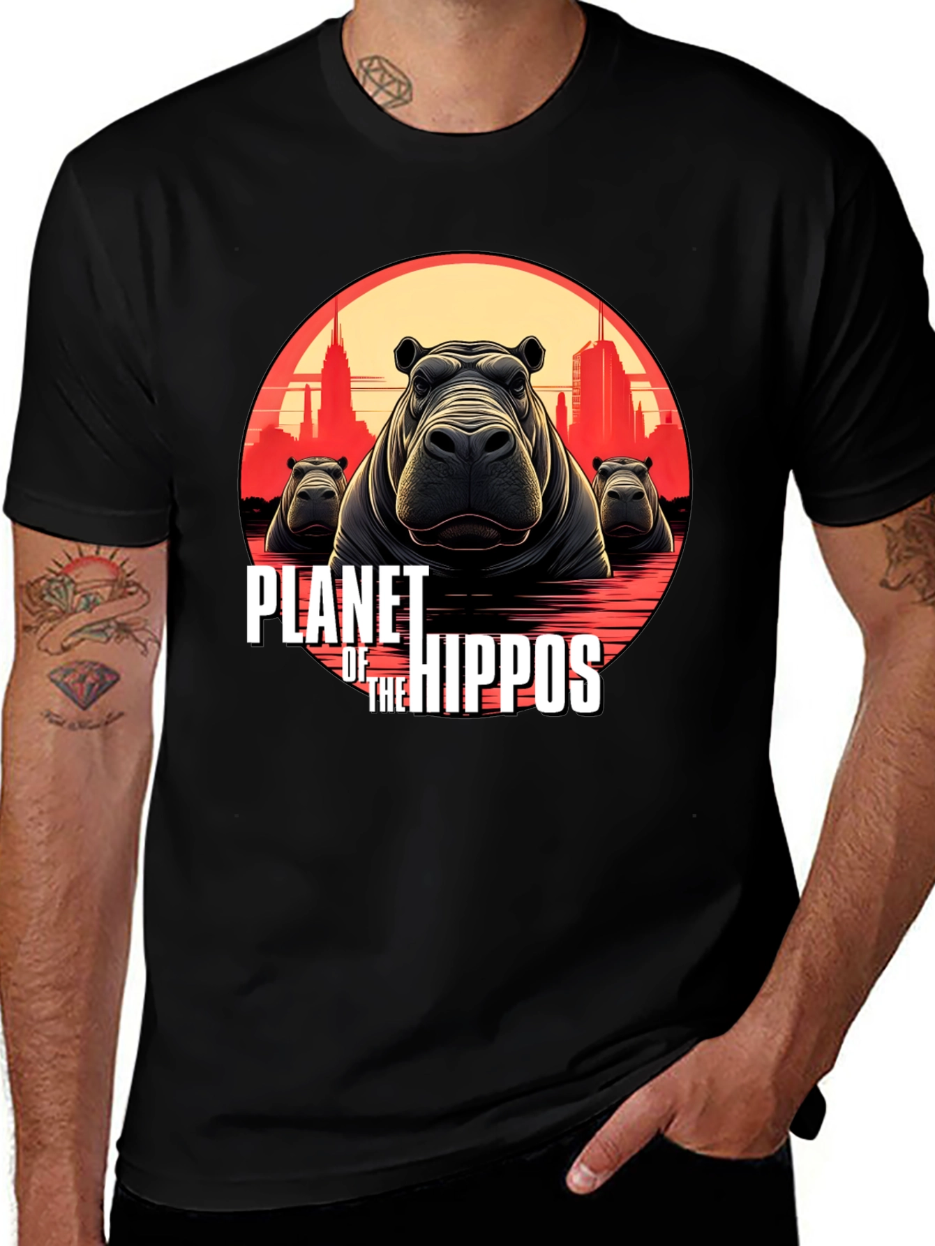 Variant 26 of Planet of the Hippos Graphic Tee
