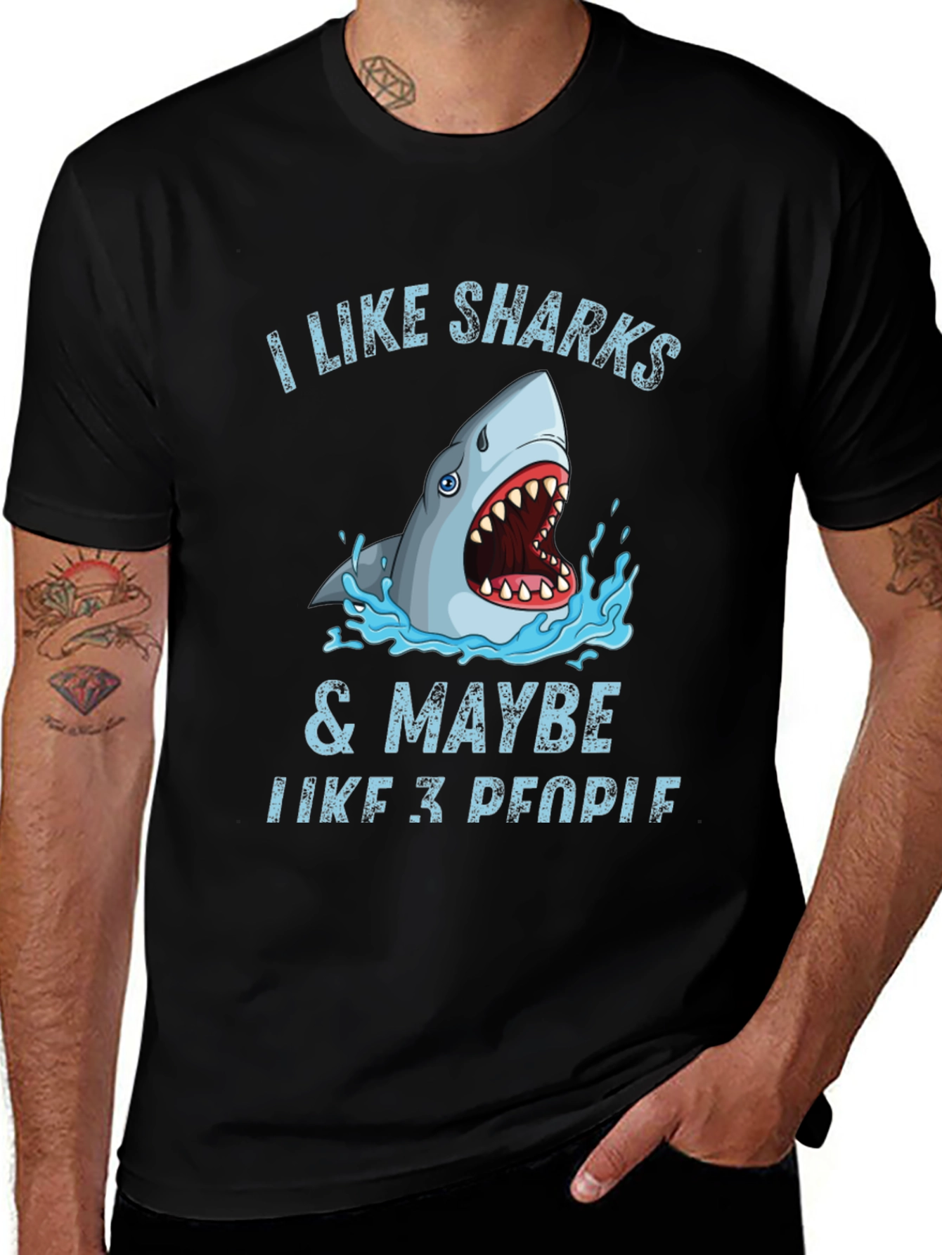 Variant 26 of I Like Sharks & Maybe 3 People Graphic Tee