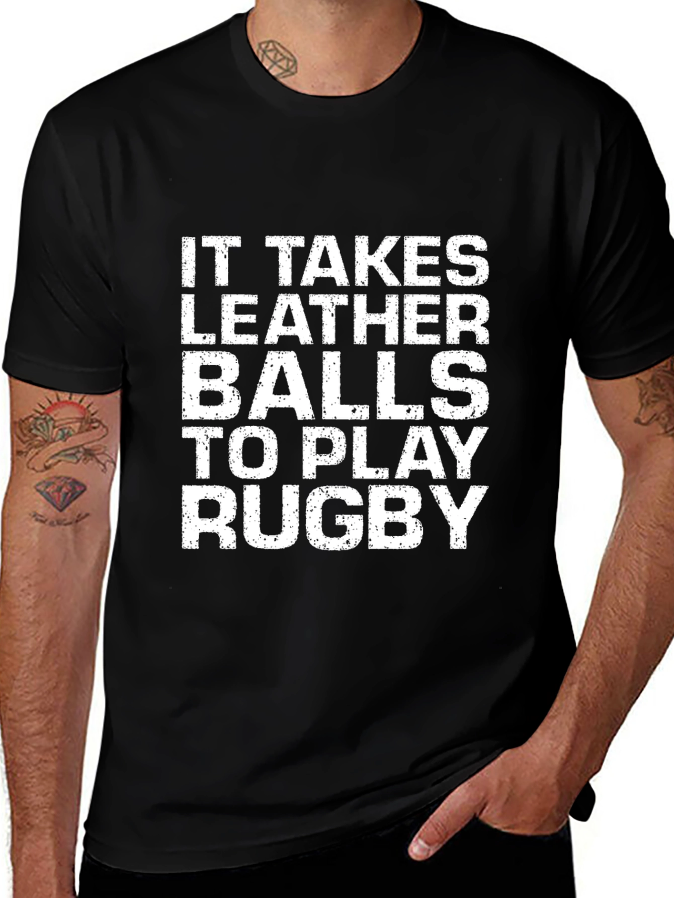 Variant 12 of Rugby Leather Balls Graphic Tee - Black