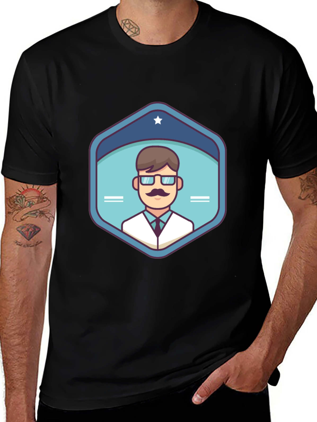 Variant 16 of Cool Doctor Badge Graphic Black T-Shirt
