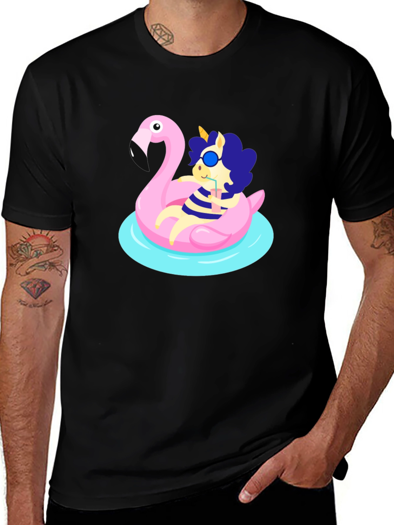 Cool Unicorn on Flamingo Float T-Shirt