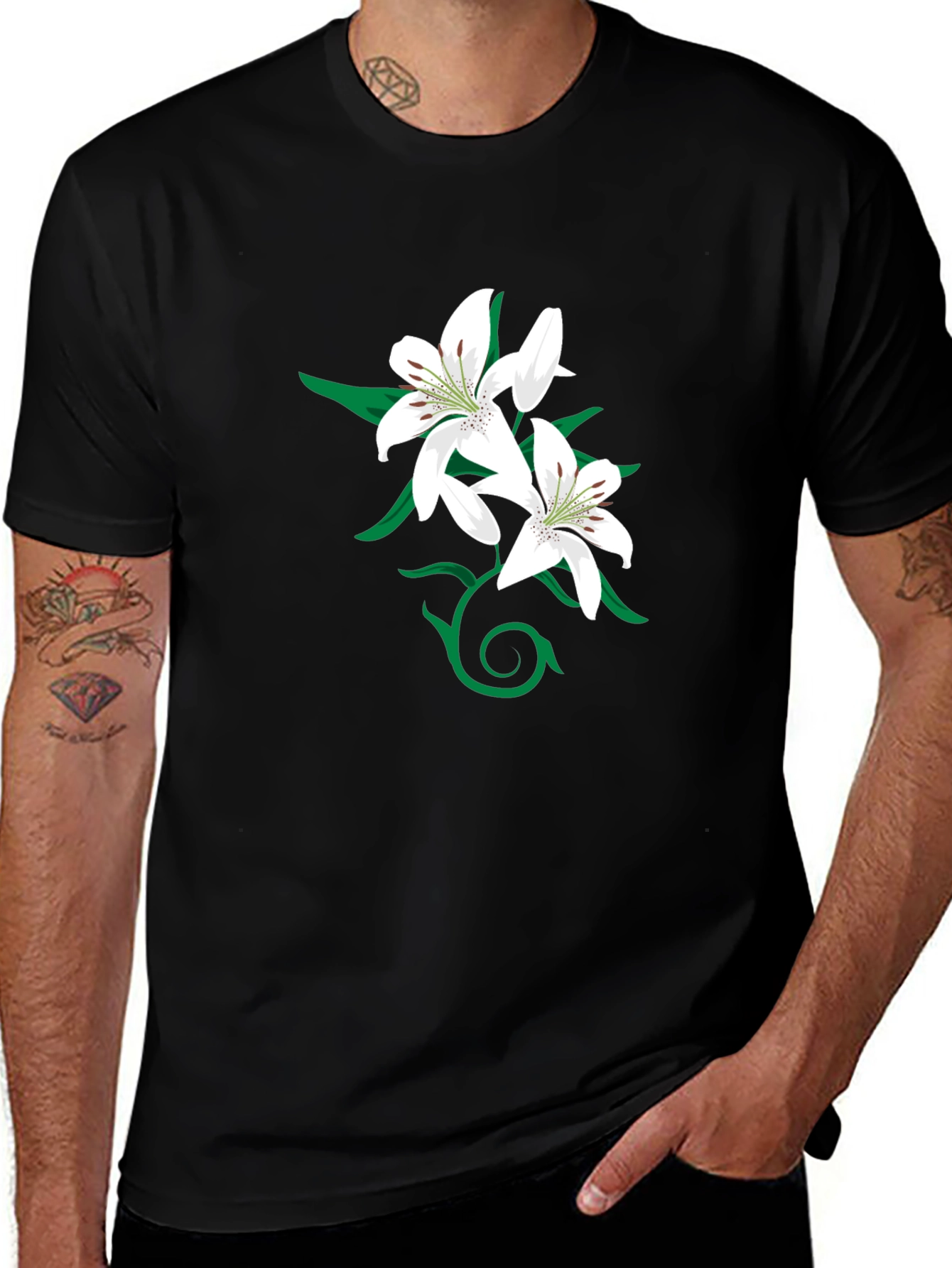 Variant 4 of Lily Graphic Black T-Shirt for Men