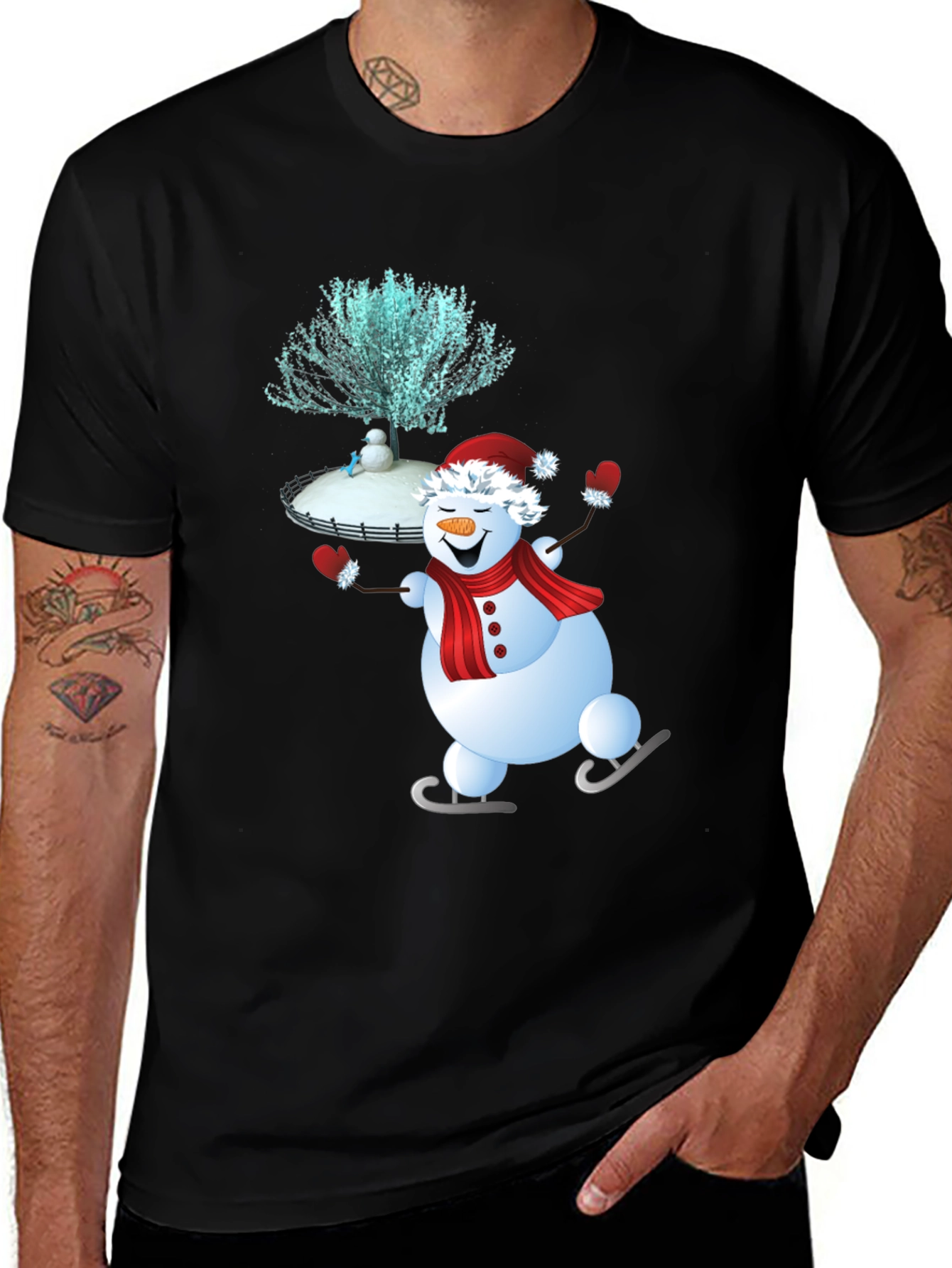 Variant 20 of Skating Snowman Graphic Tee