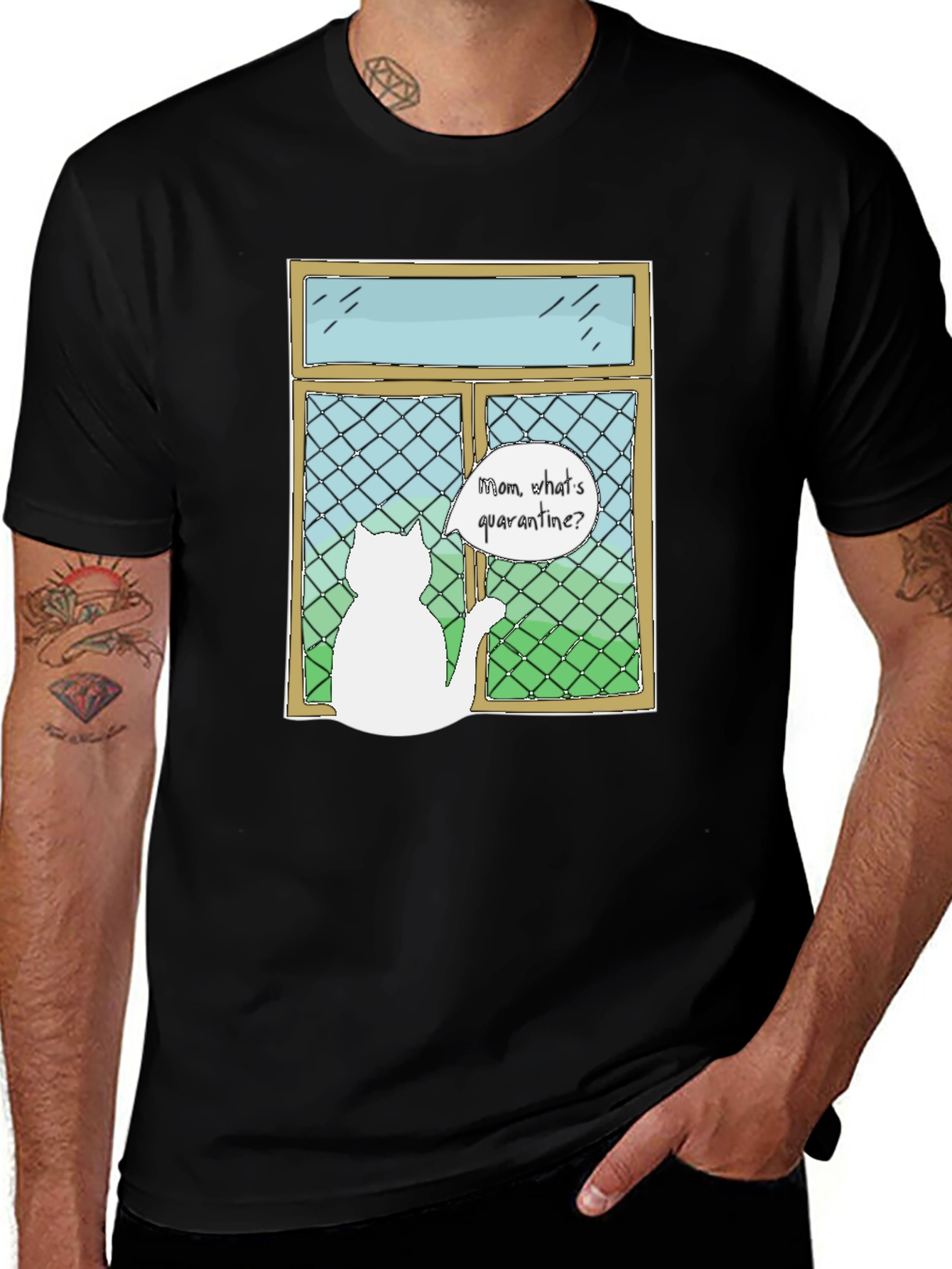 Variant 9 of Cat Quarantine T-Shirt: Stay Home Style