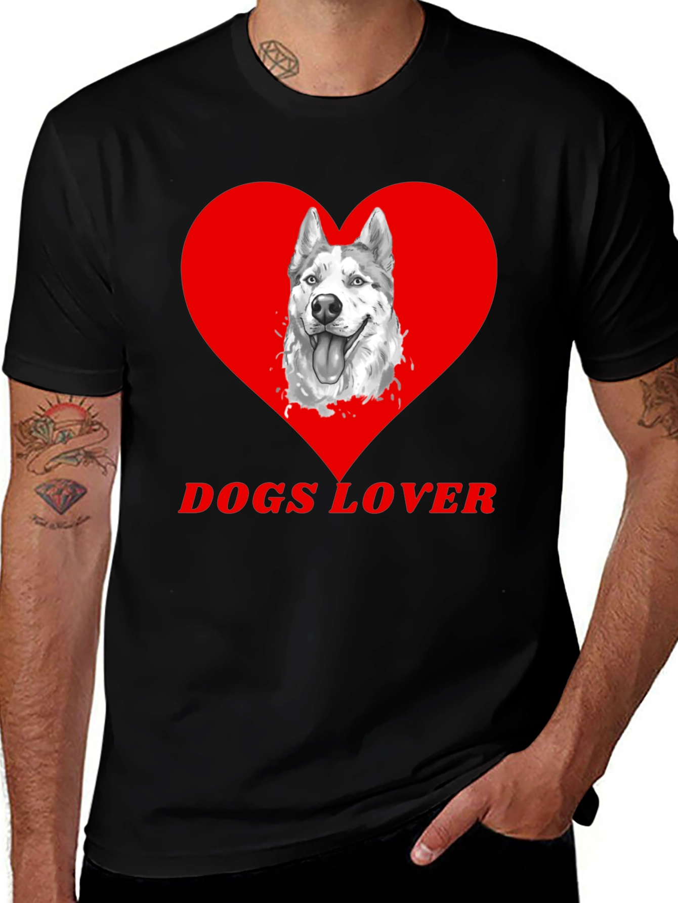 Variant 28 of Dogs Lover T-Shirt with Husky Heart Graphic