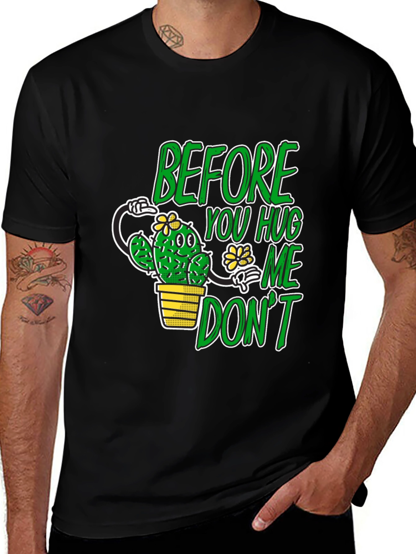 Variant 15 of Funny Cactus Graphic Tee - Before You Hug Me Don't