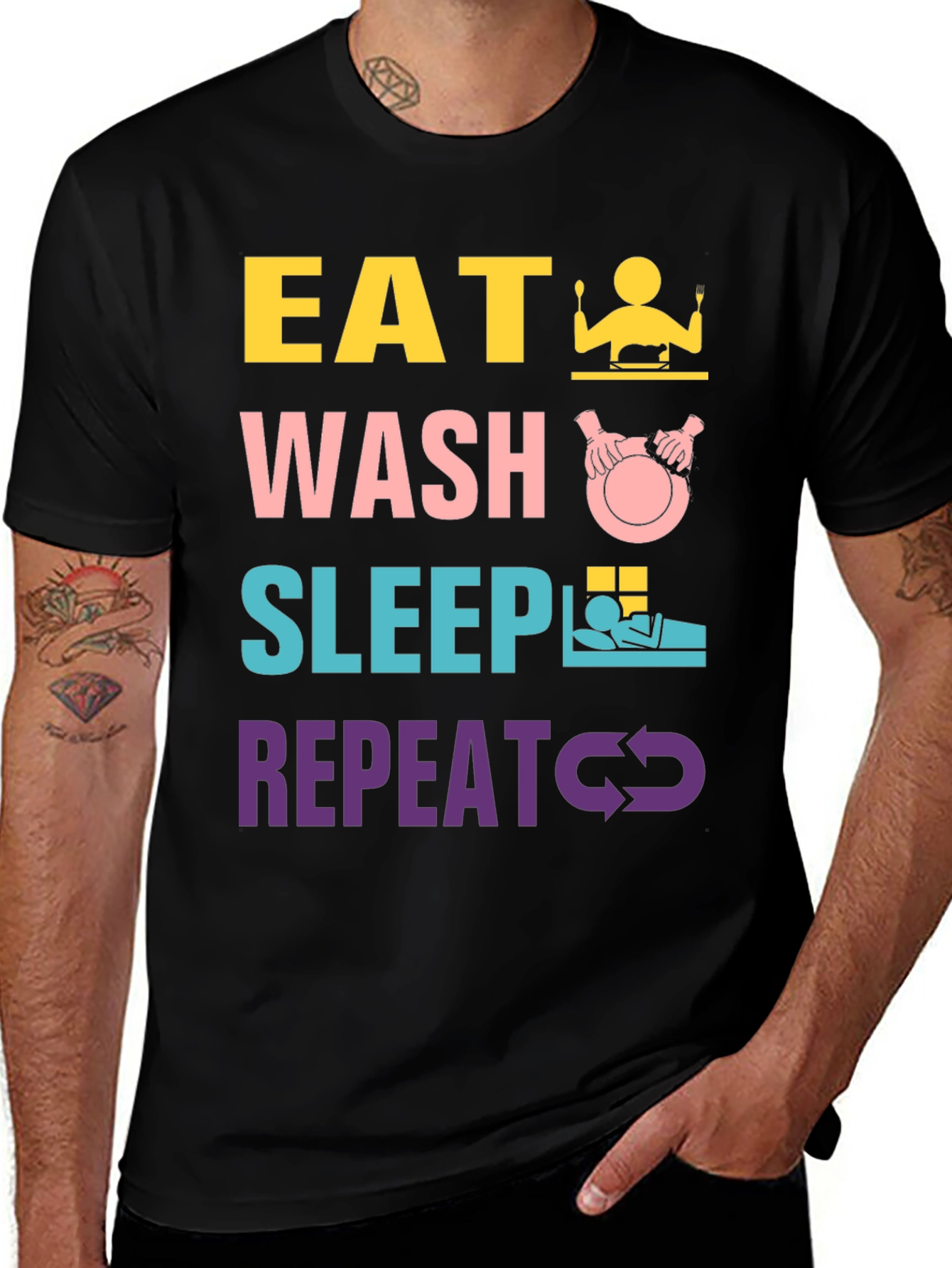Variant 12 of Eat Wash Sleep Repeat Graphic T-Shirt