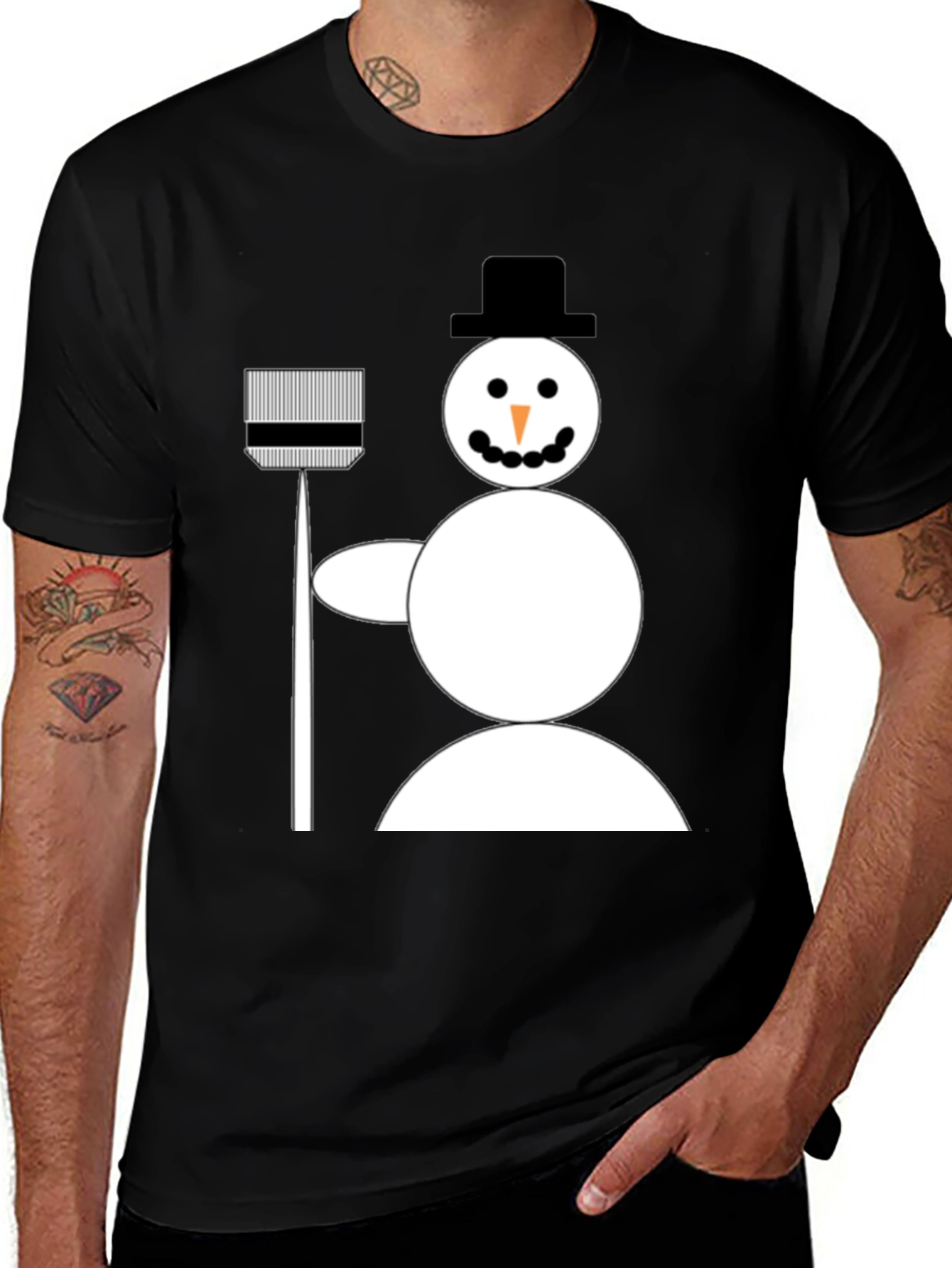 Variant 21 of Novelty Snowman Graphic Tee - Black Cotton Blend