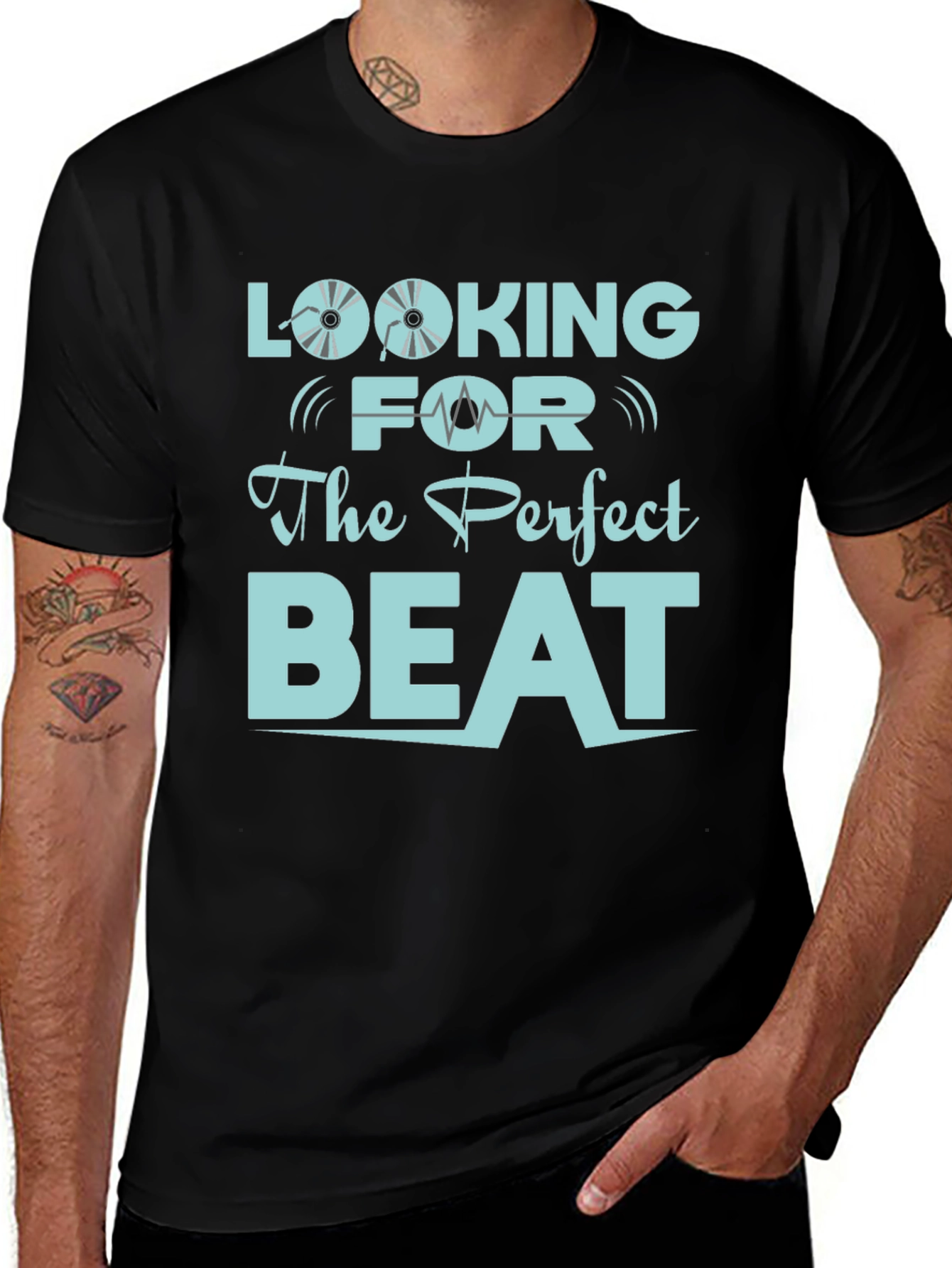 Variant 8 of Looking for the Perfect Beat Graphic Tee - Music Lover Shirt