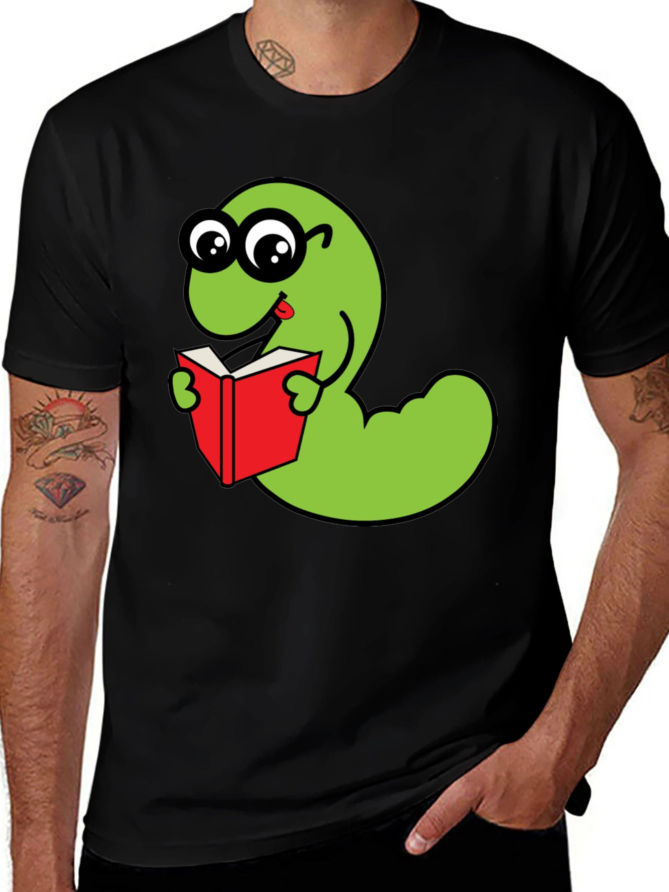 Variant 21 of Bookworm Worm Graphic Tee - Unique Design