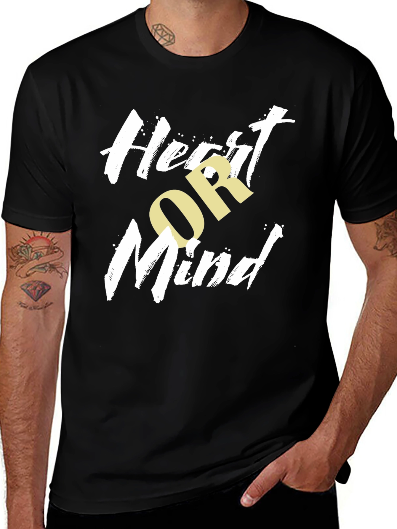 Variant 30 of Heart or Mind Graphic Print Black T-Shirt