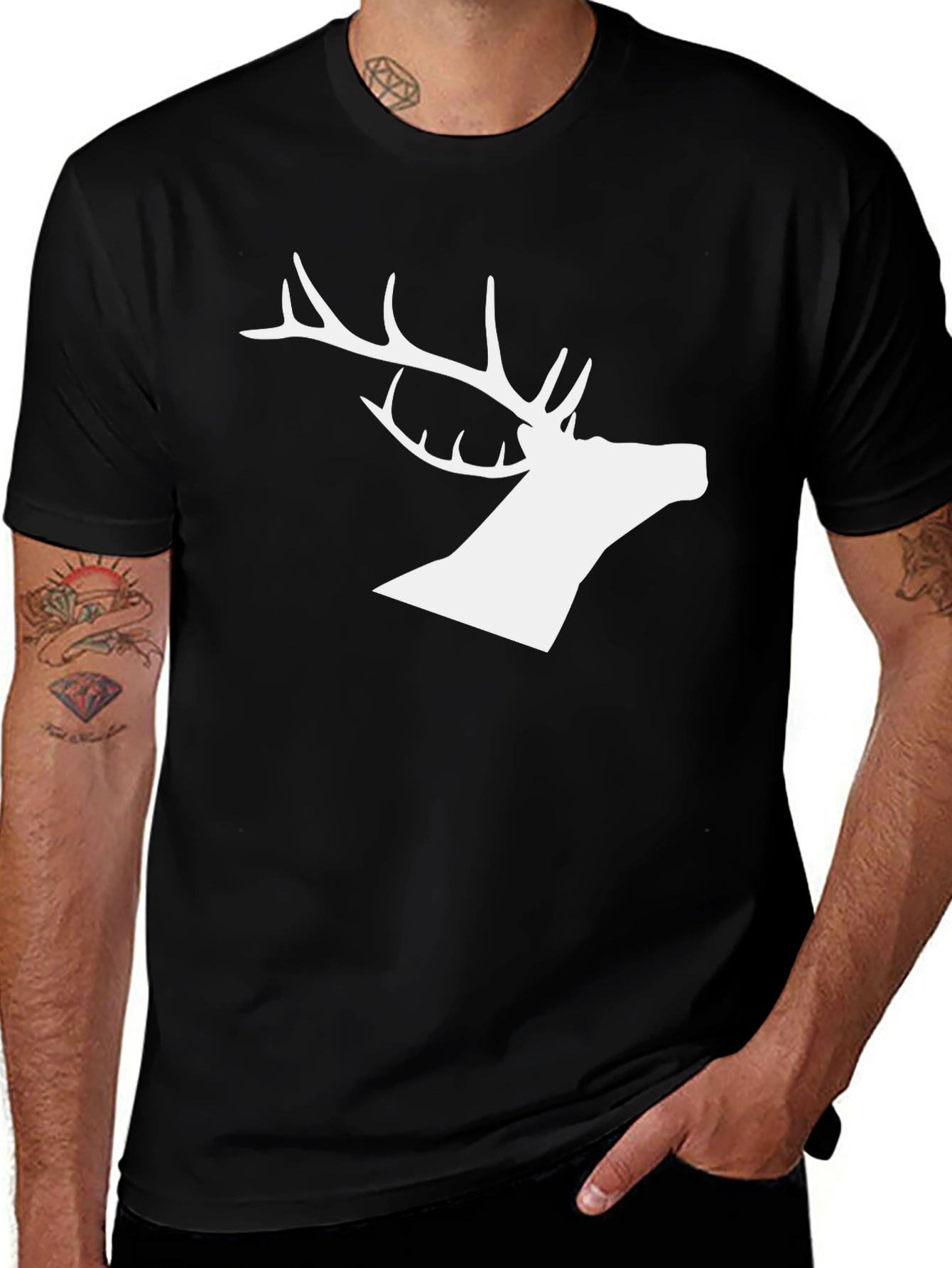 Variant 20 of Black Deer Silhouette Graphic Tee