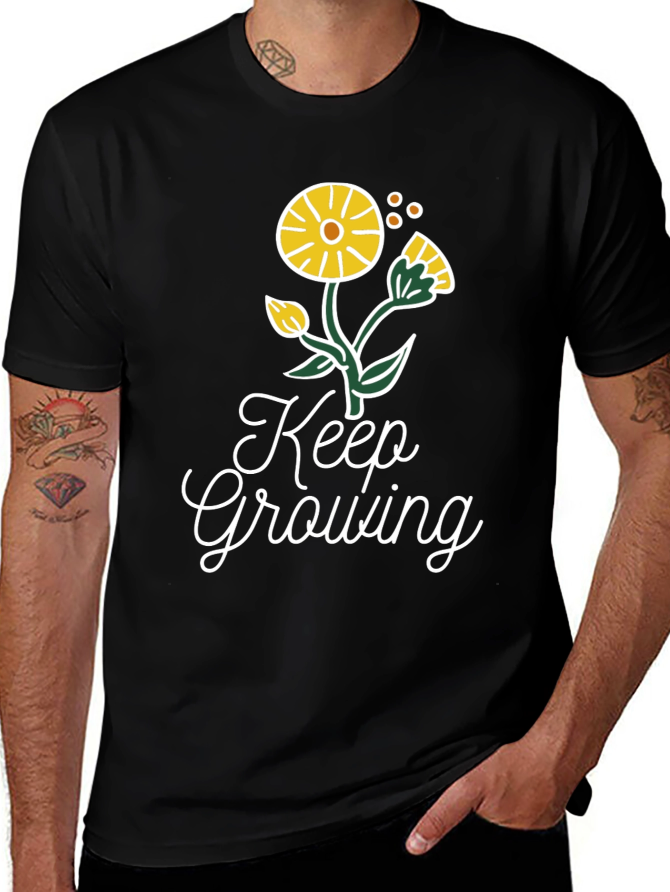 Variant 10 of Keep Growing Graphic Print Tee - Black T-Shirt