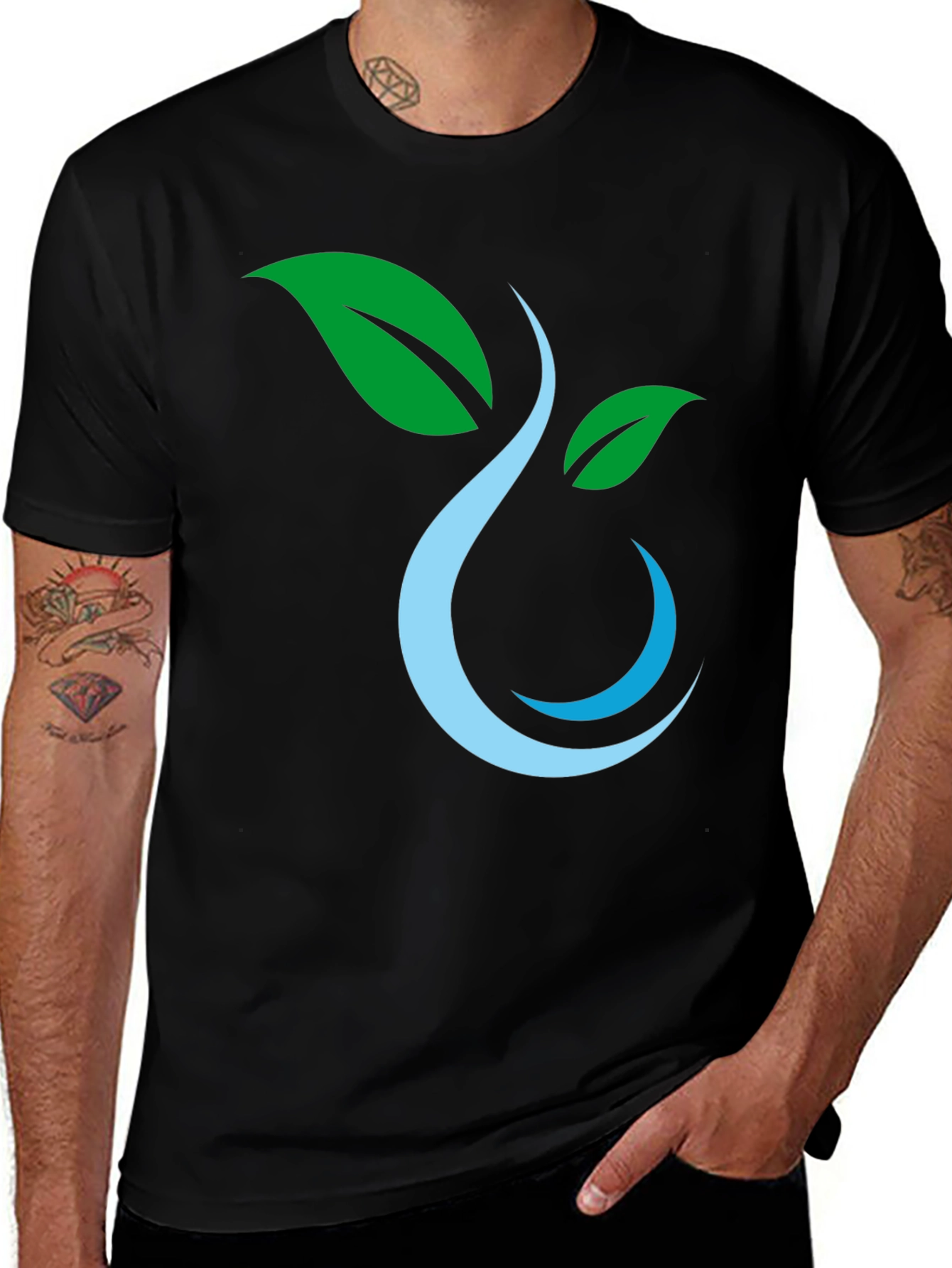 Variant 9 of Eco-Friendly Black T-Shirt with Plant Design