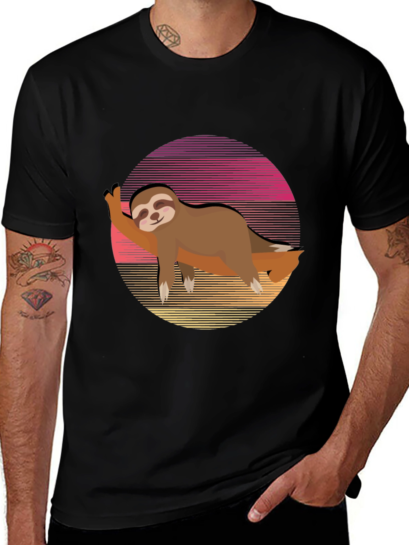 Variant 9 of Sloth Sunset Graphic Tee - Relaxed Style