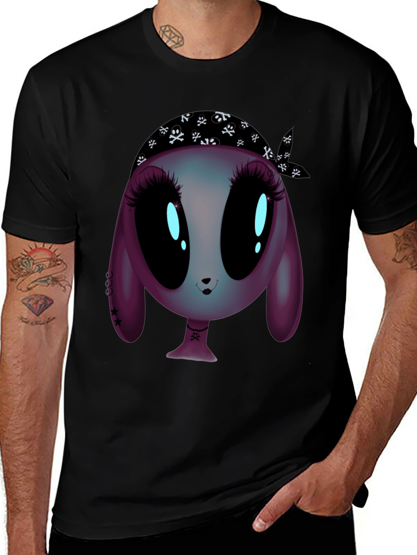 Variant 6 of Alien Cartoon Graphic Tee - Unisex Black T-Shirt