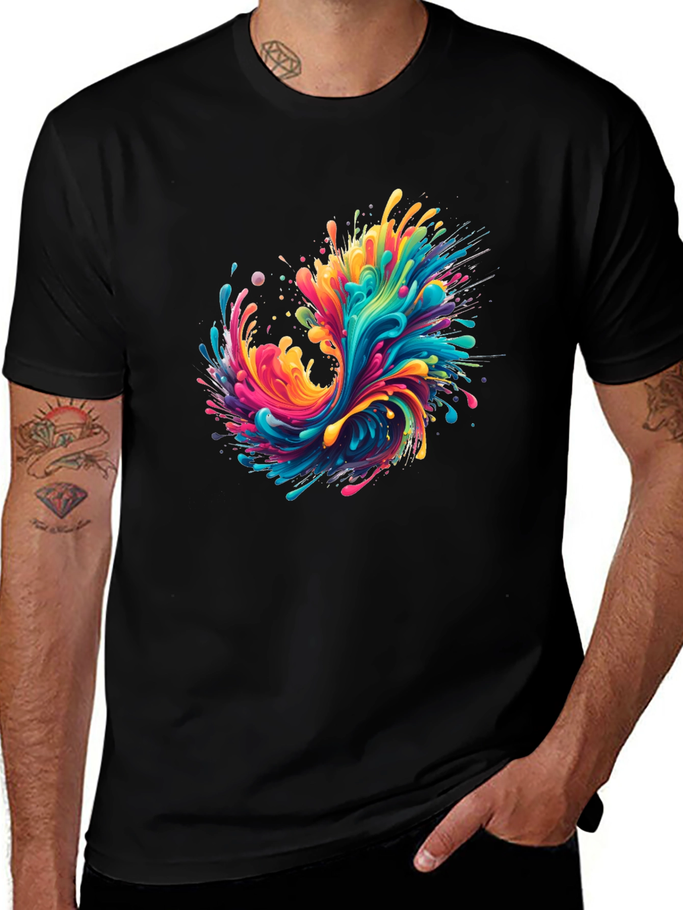 Variant 27 of Colorful Abstract Splash Black T-Shirt