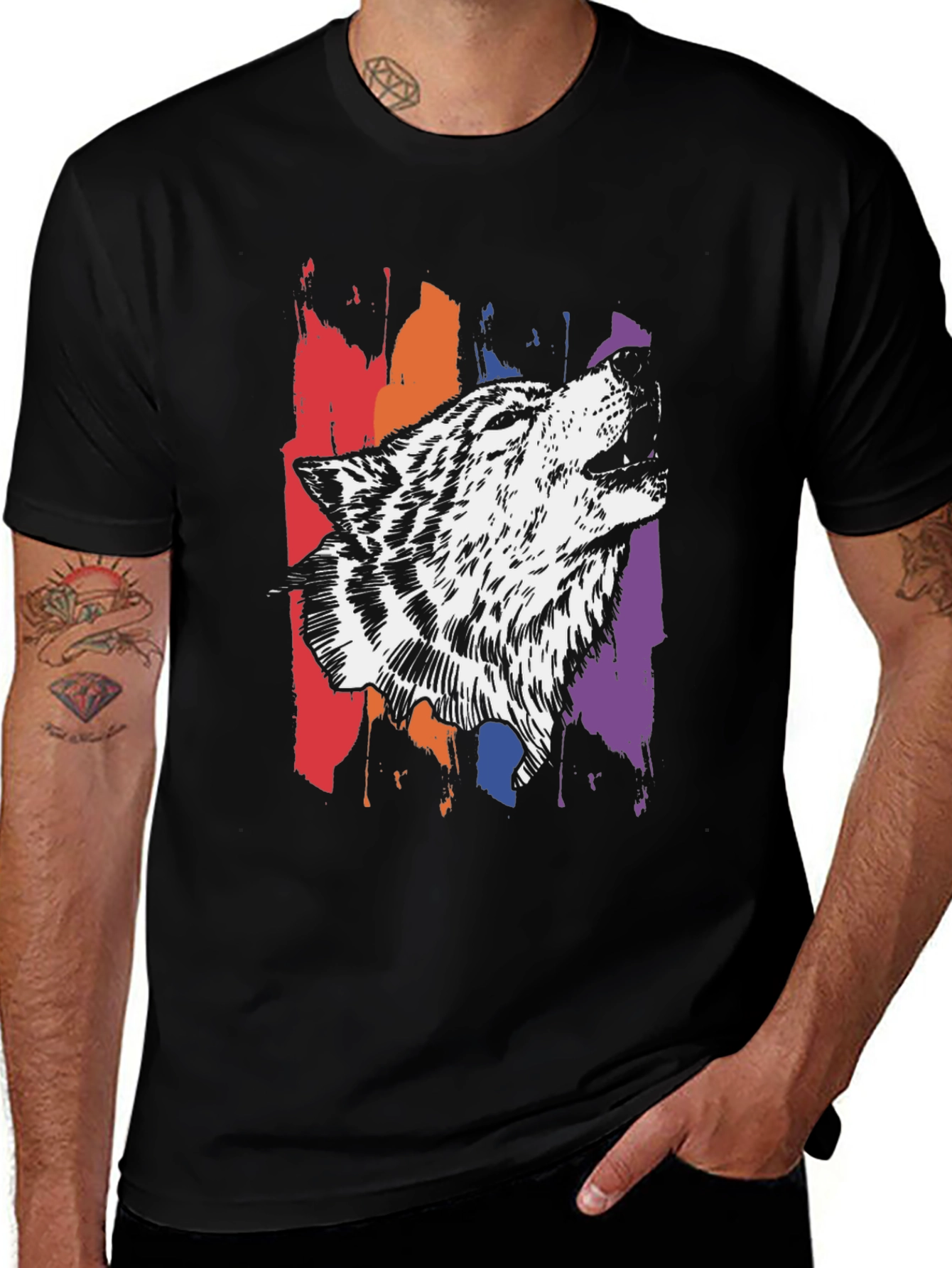 Variant 18 of Wolf Graphic Print Tee - Stylish Men's T-Shirt