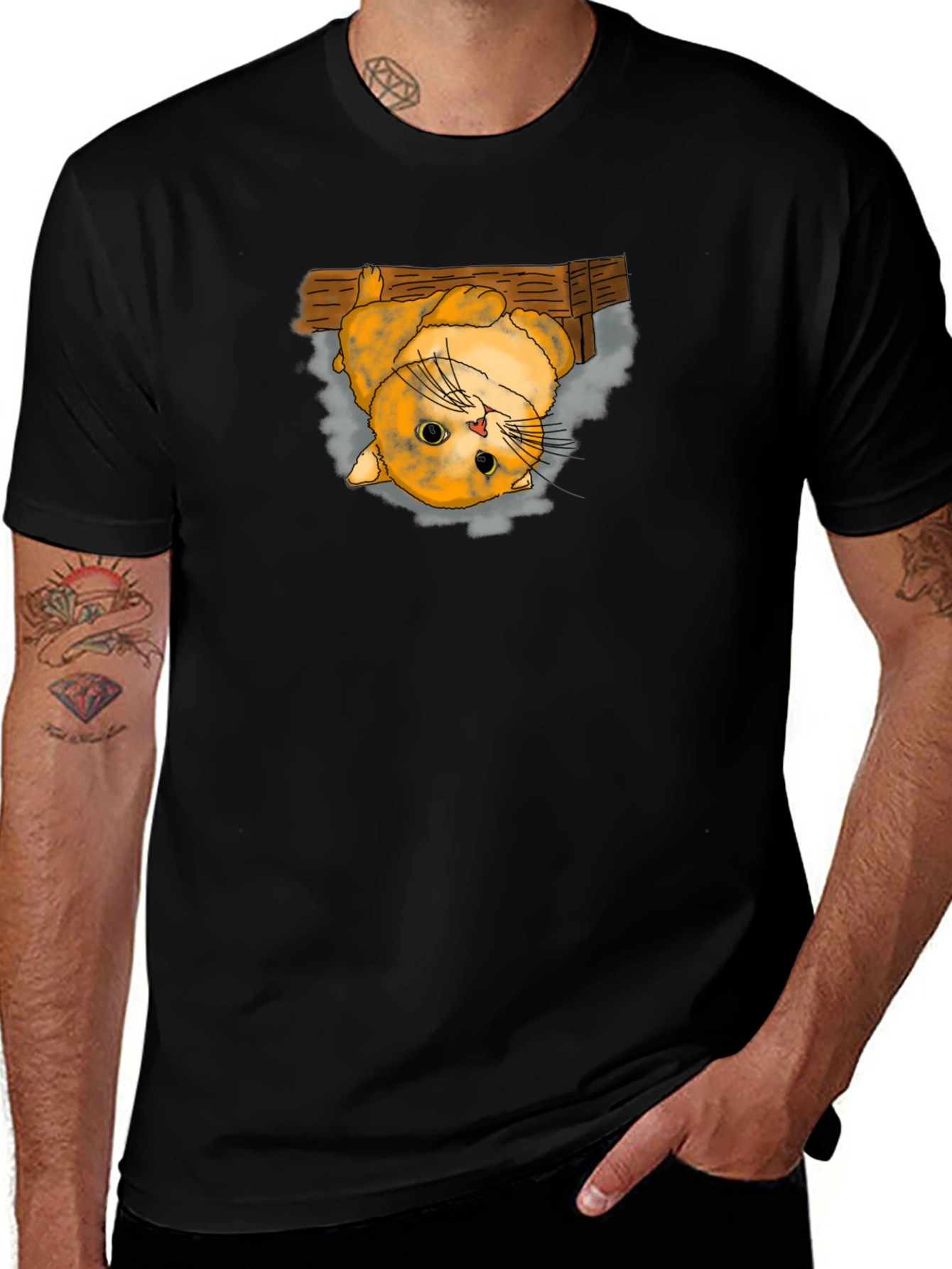 Variant 8 of Upside Down Cat Graphic Tee