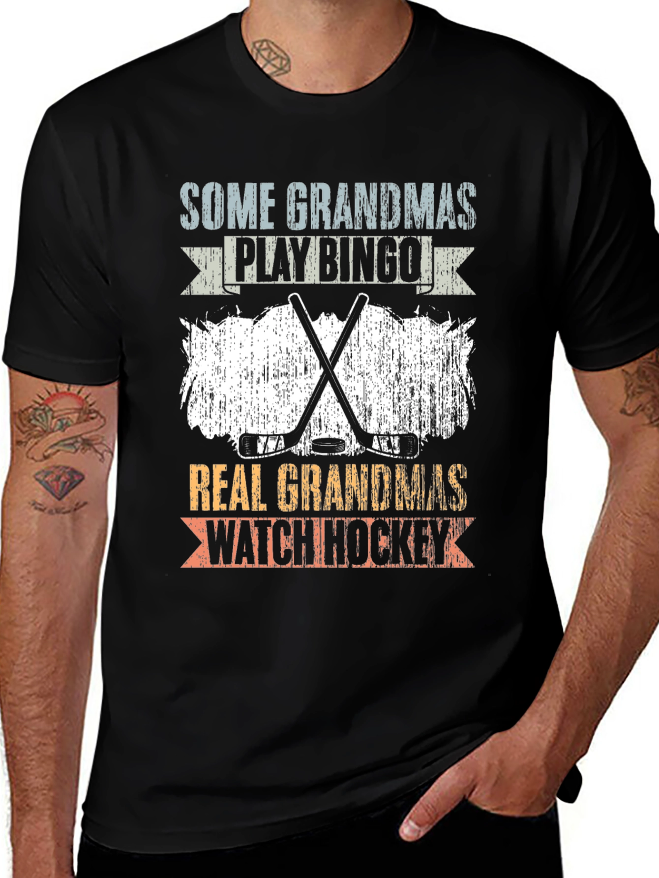 Variant 9 of Grandma Hockey T-Shirt - Play Bingo or Watch Hockey