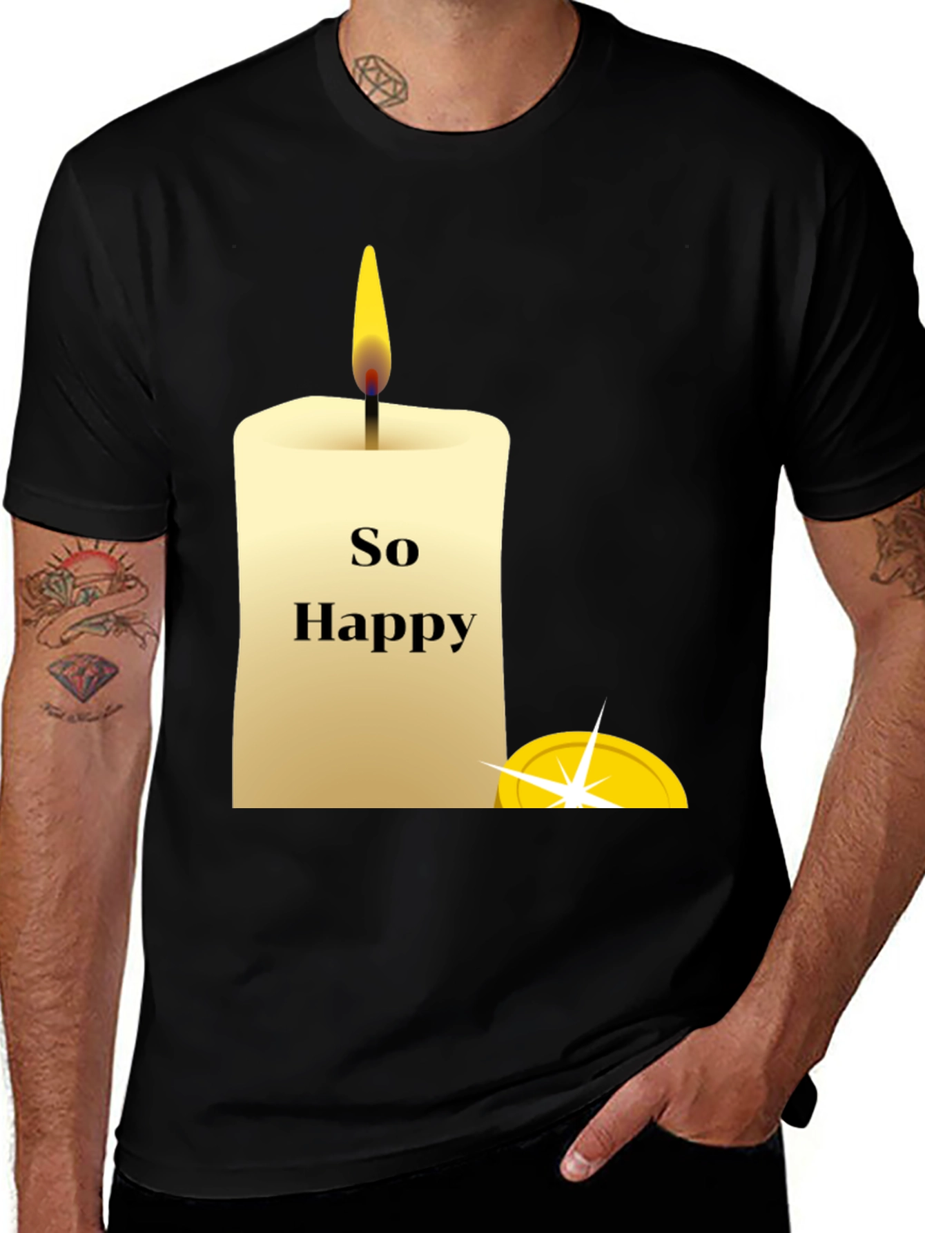 Variant 16 of So Happy Candle Black T-Shirt