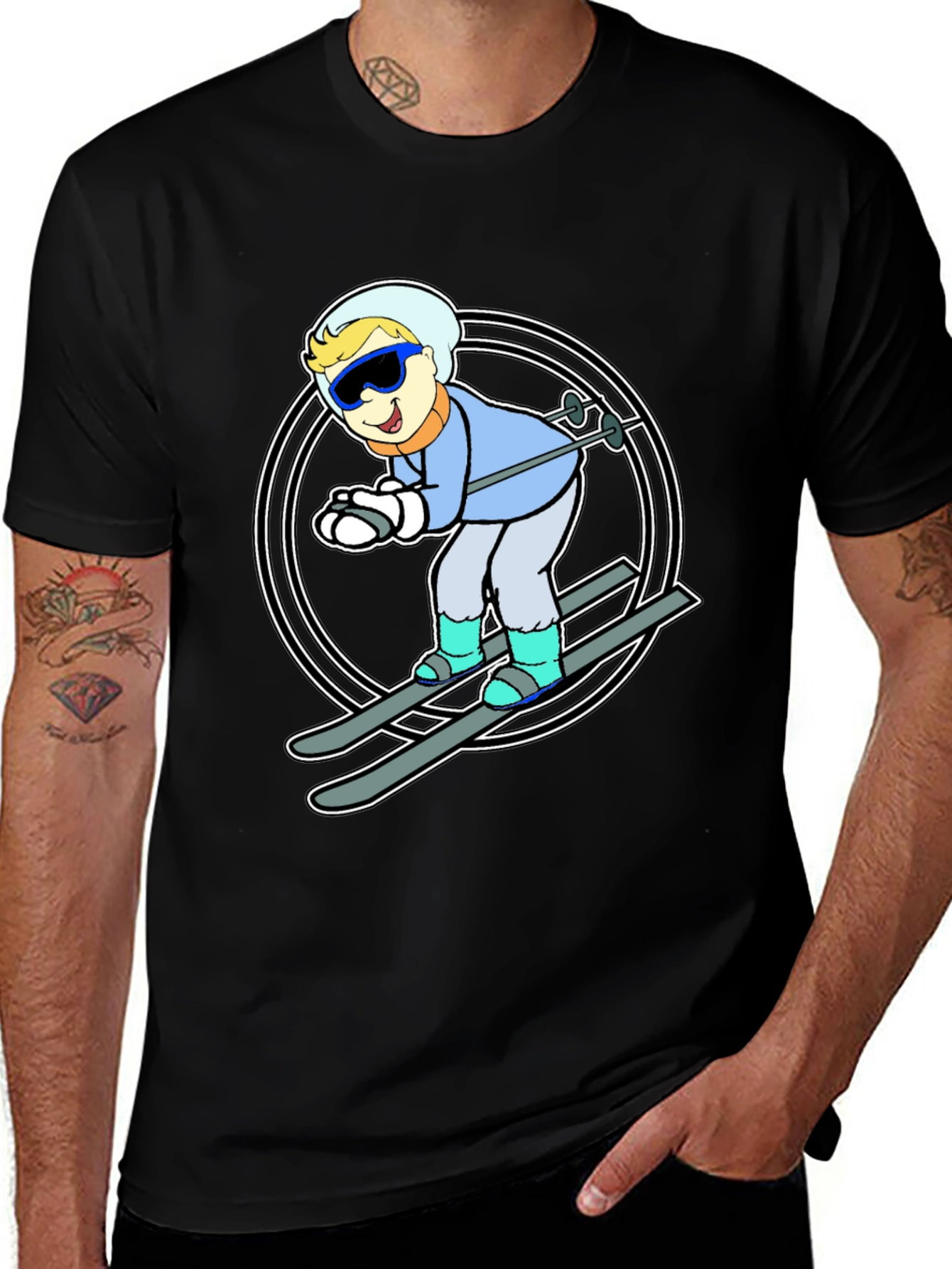 Variant 8 of Skier Graphic T-Shirt - Fun Winter Sports Tee