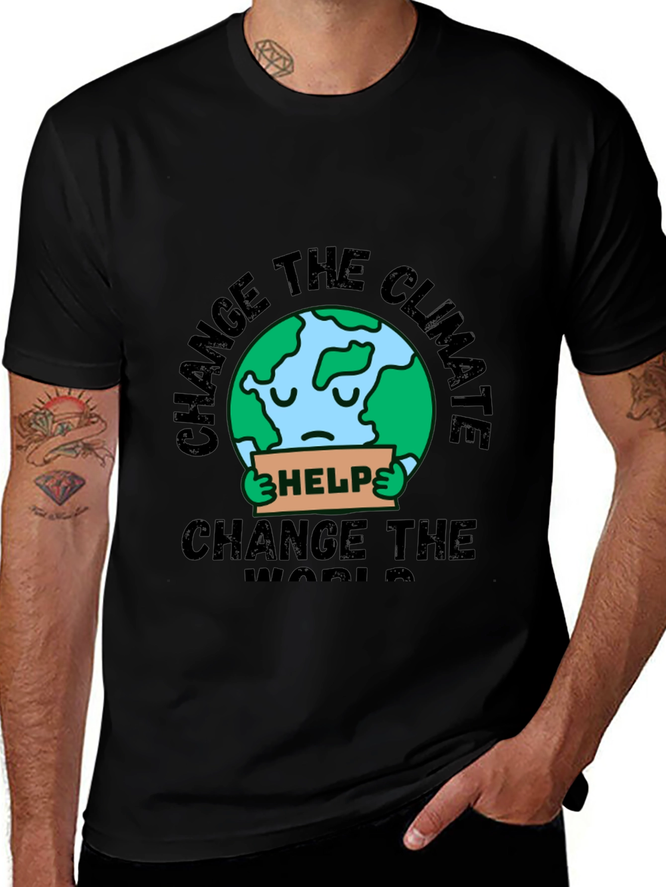 Variant 29 of Sad Earth Graphic Tee - Climate Change Awareness T-Shirt