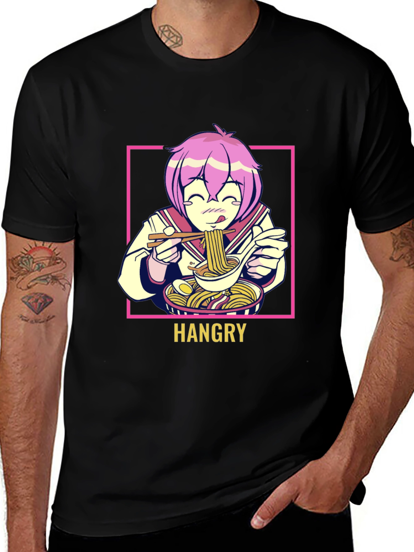 Variant 13 of Hangry Anime Ramen Graphic T-Shirt - Black