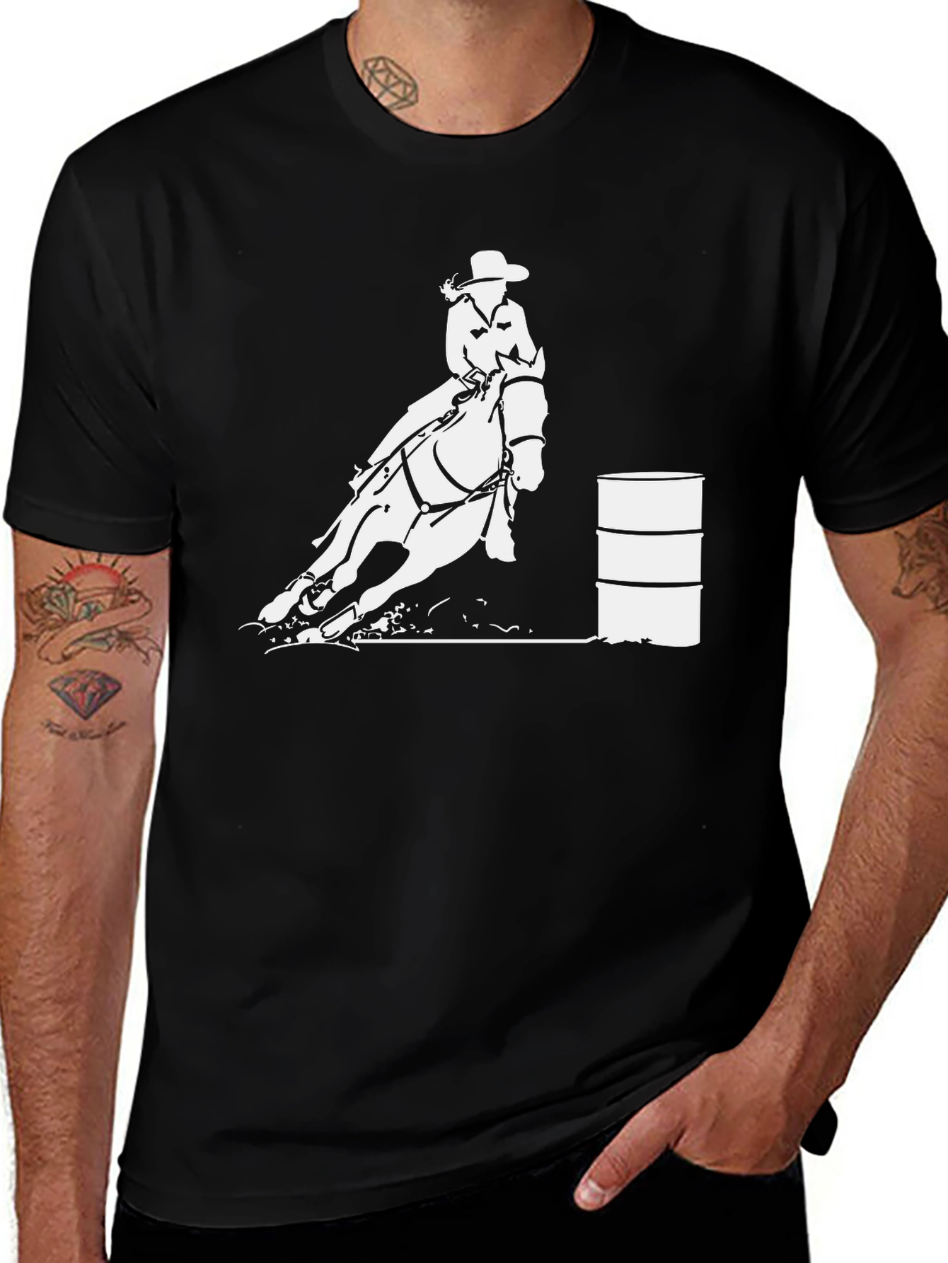 Variant 27 of Barrel Racing Graphic Tee - Cowboy Rodeo Horse Shirt
