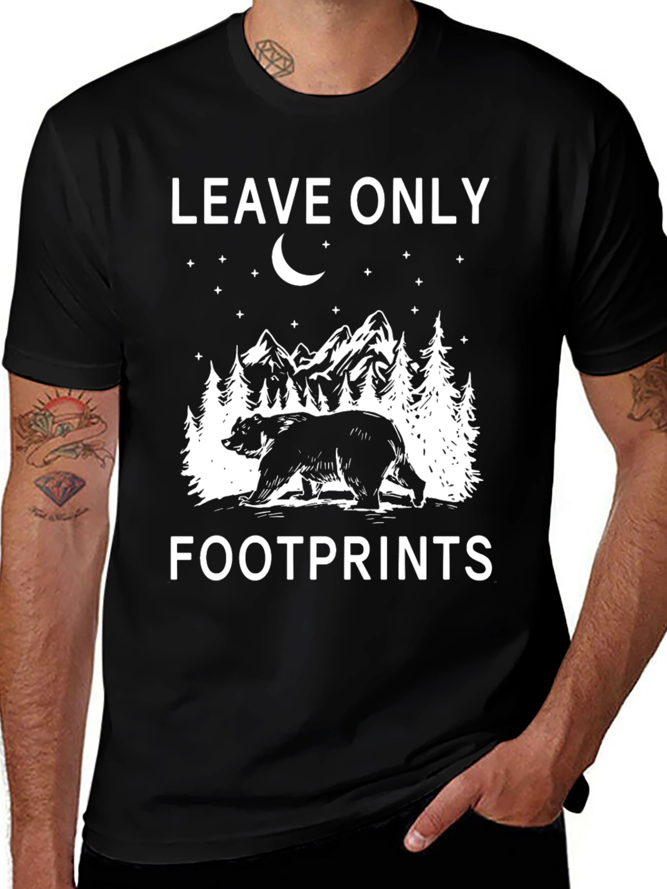 Variant 6 of Leave Only Footprints Bear T-Shirt Nature Outdoors