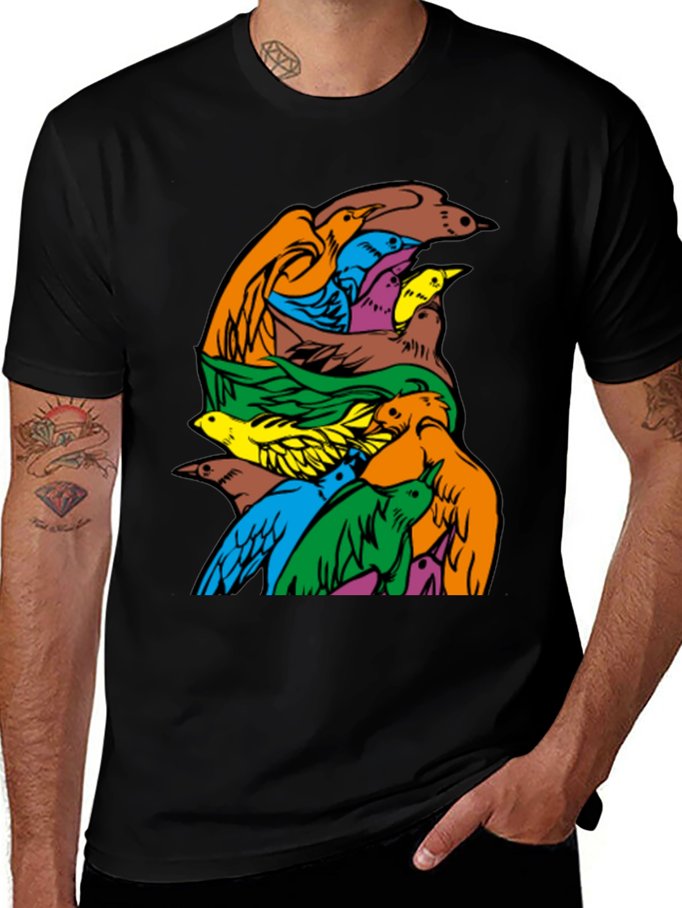 Variant 4 of Birds Graphic Tee - Unique Colorful Bird Design 