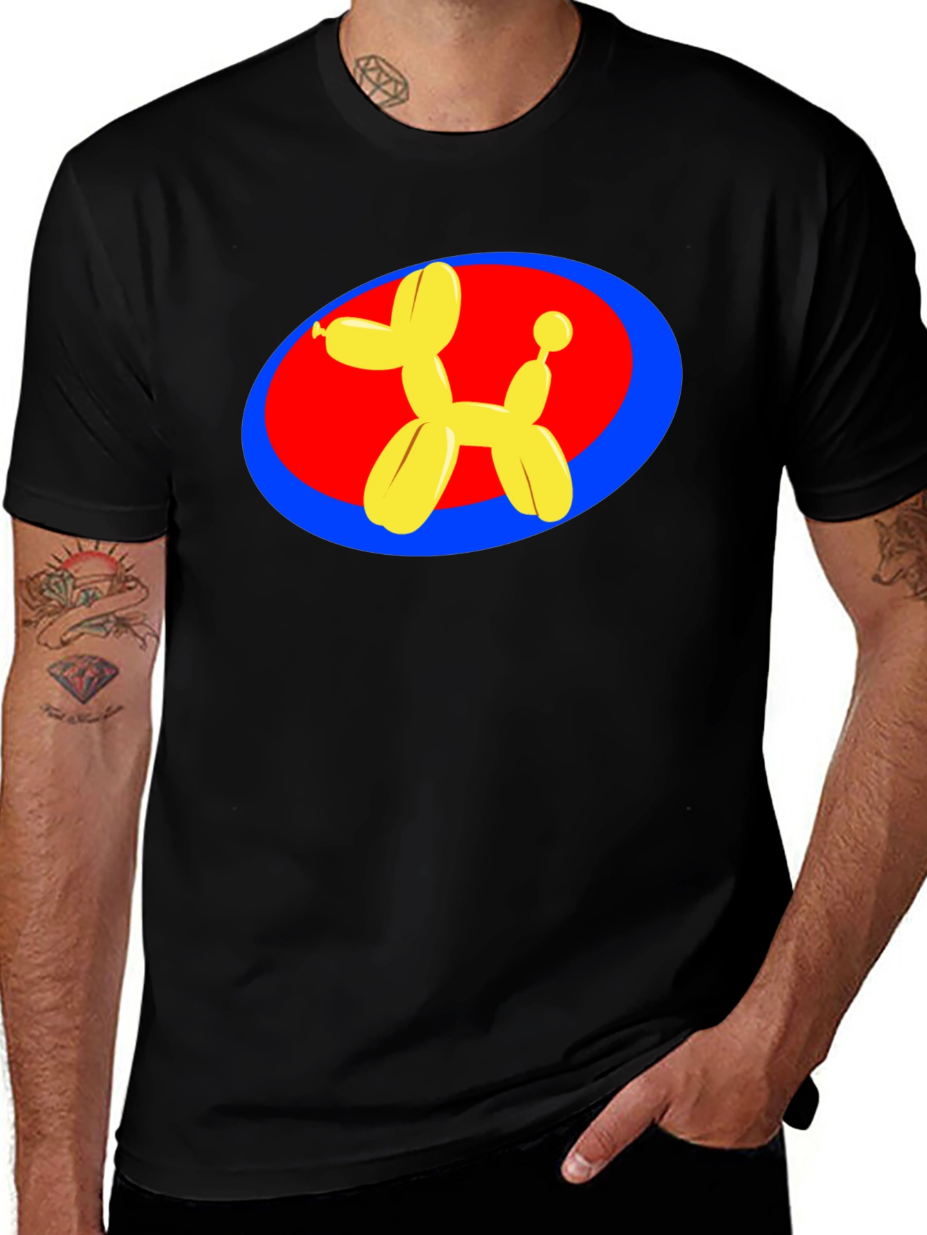 Variant 24 of Balloon Dog Graphic Tee - Black Cotton T-Shirt