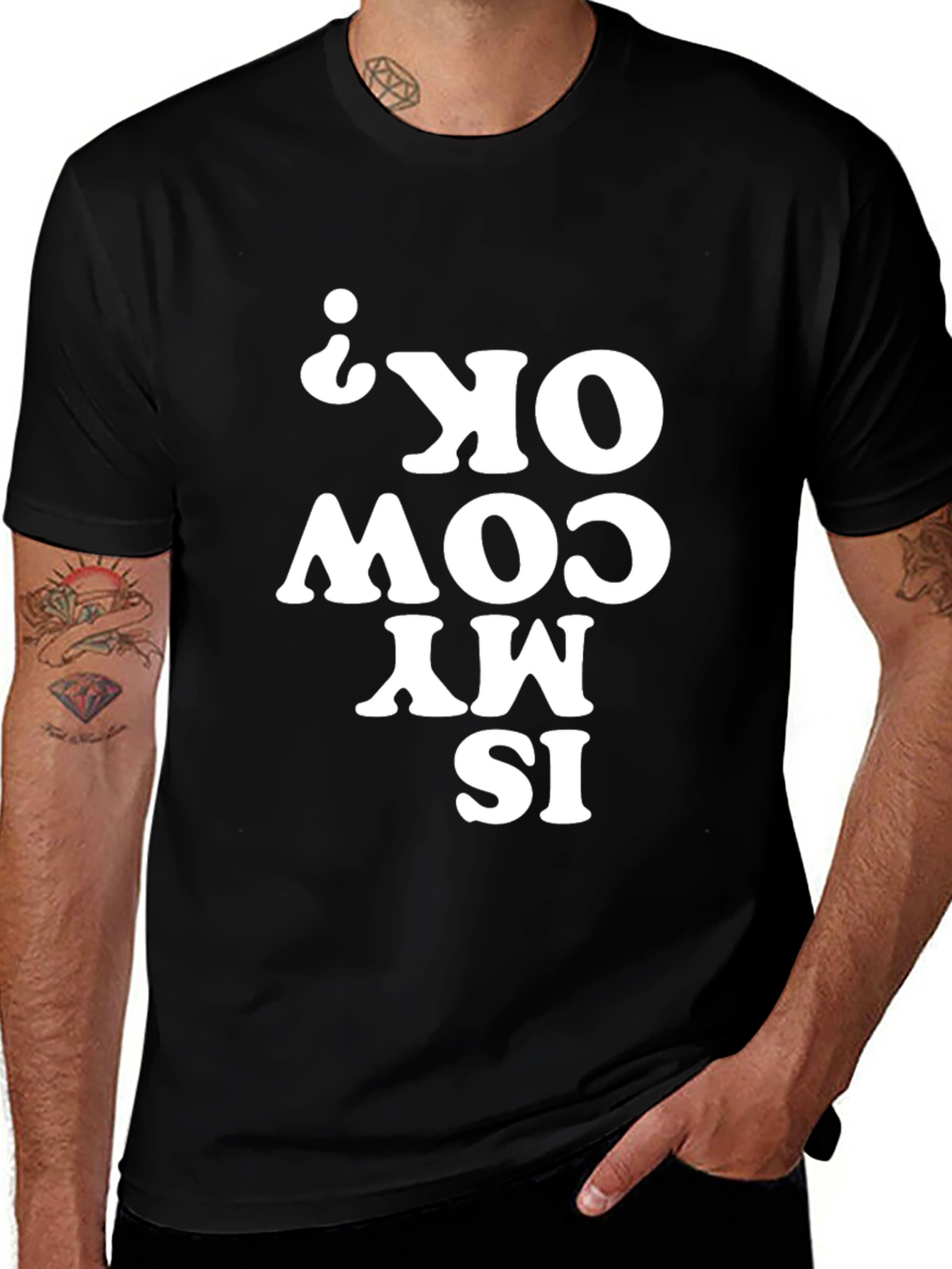 Variant 11 of Is My Cow OK? Black Graphic T-Shirt