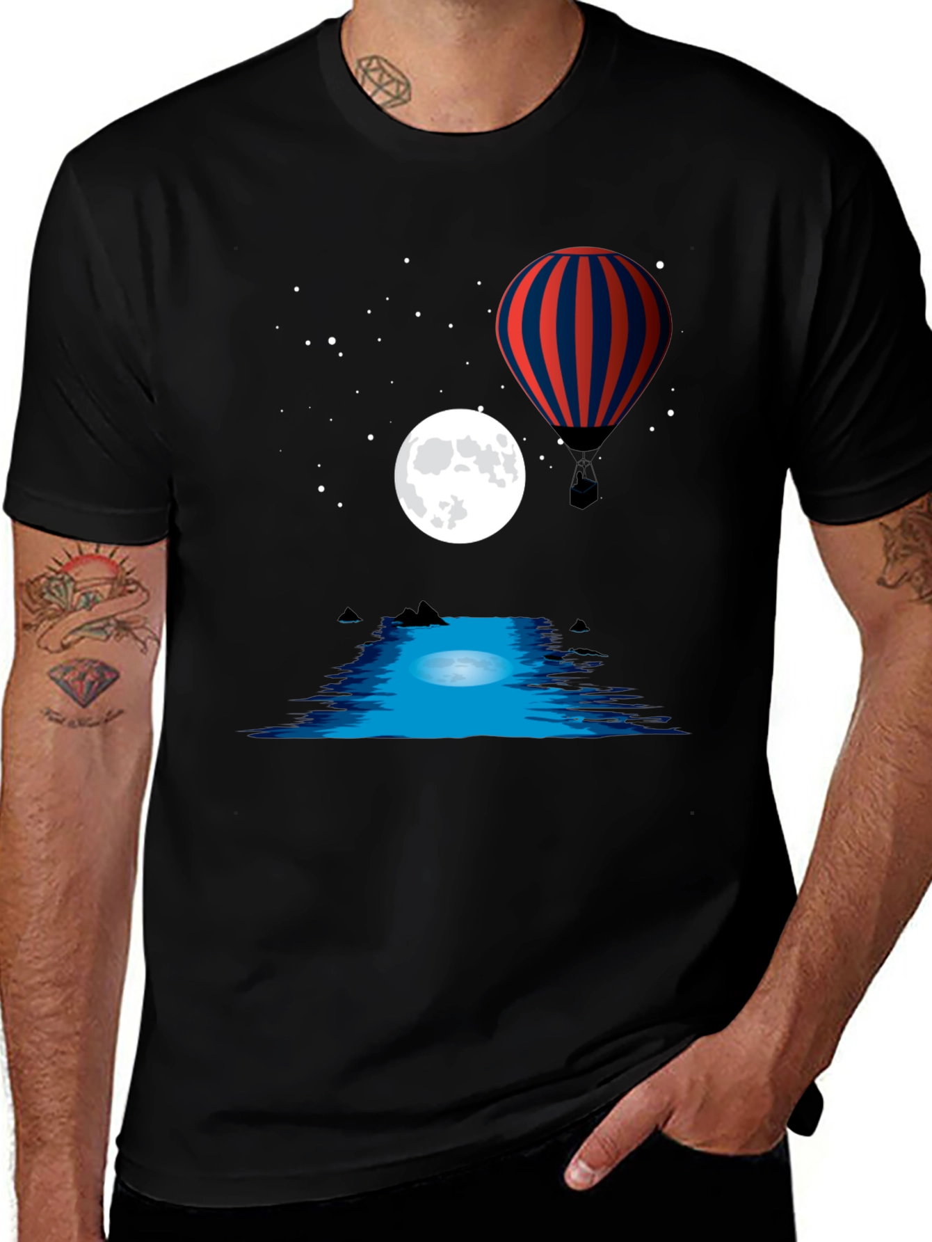 Variant 18 of Night Sky Hot Air Balloon Graphic Tee